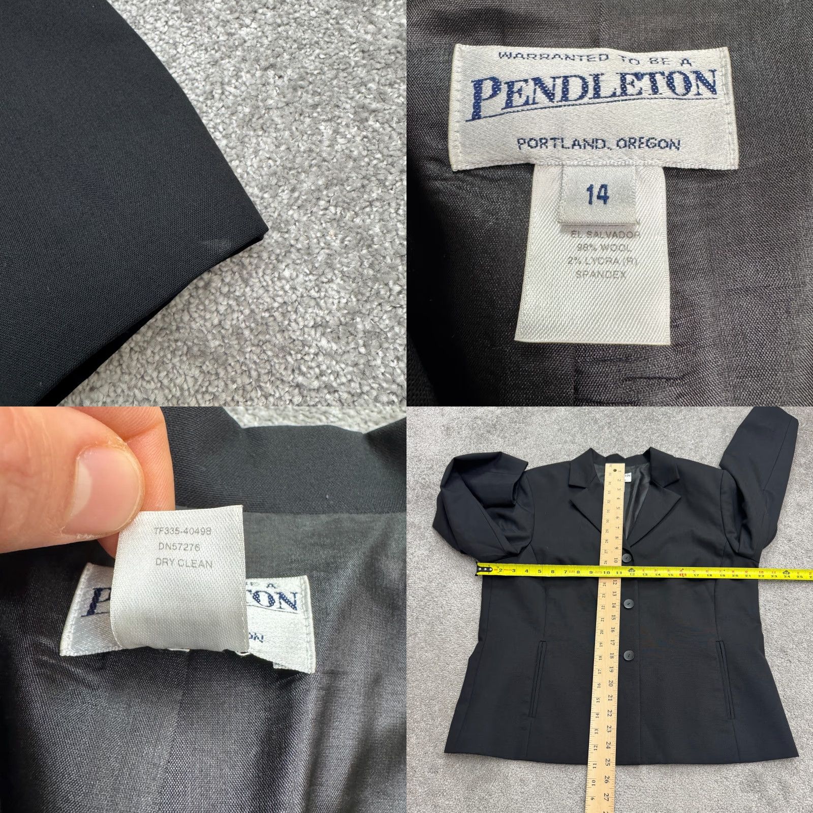 Pendleton VINTAGE Pendleton Blazer Jacket Womens 14 Black Single Breasted Career Workwear Size XL / US 12-14 / IT 48-50 - 8 Thumbnail