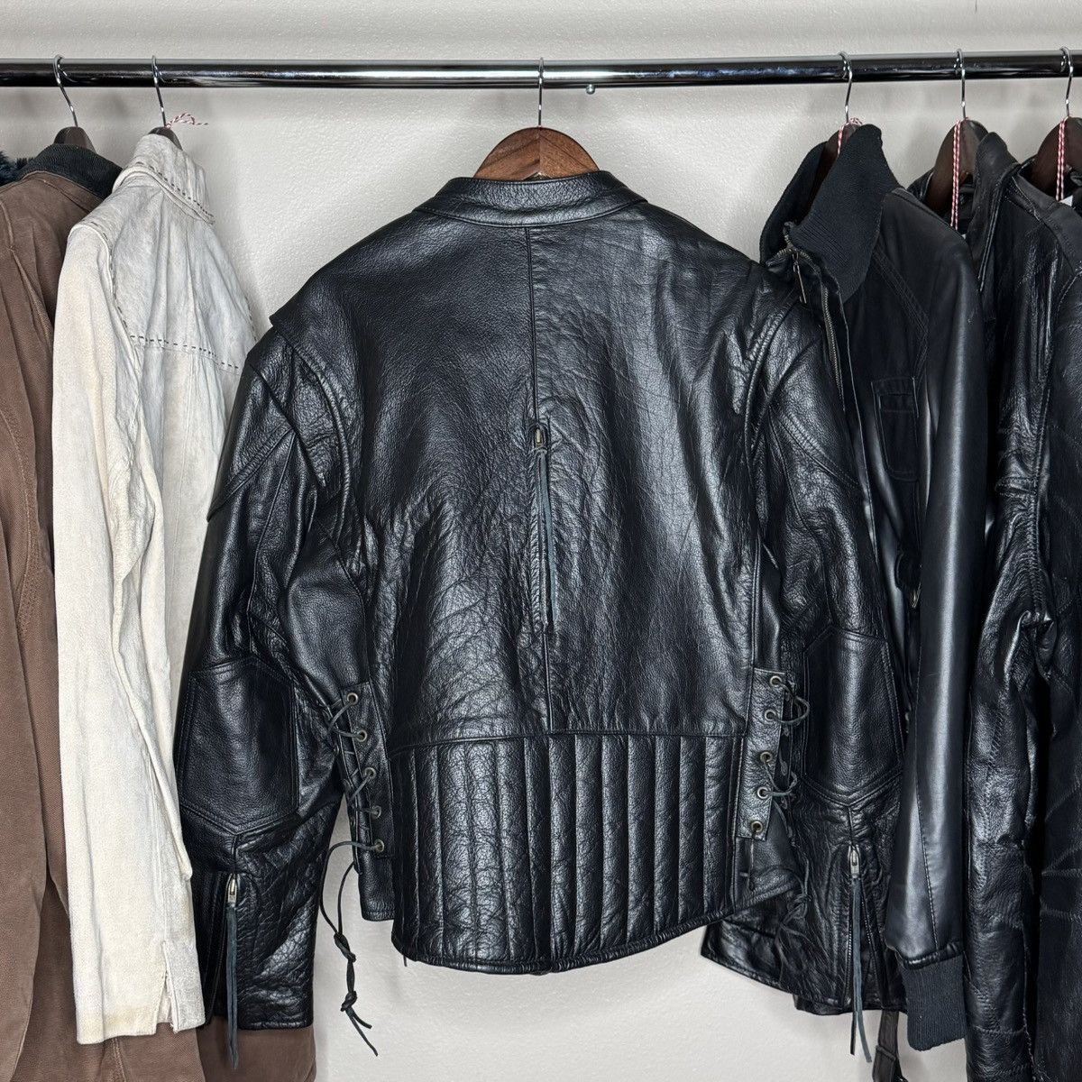 Vintage 90s biker tassel leather jacket Size US L / EU 52-54 / 3 - 4 Thumbnail