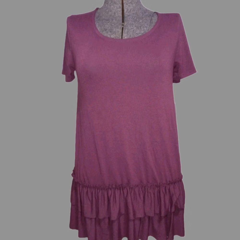Vintage Zenana Premium Womens Tunic Style Pull Over Blouse Purple MED Short Sleeve Crew Neck Casual Sleeve Size M / US 6-8 / IT 42-44 - 1 Thumbnail