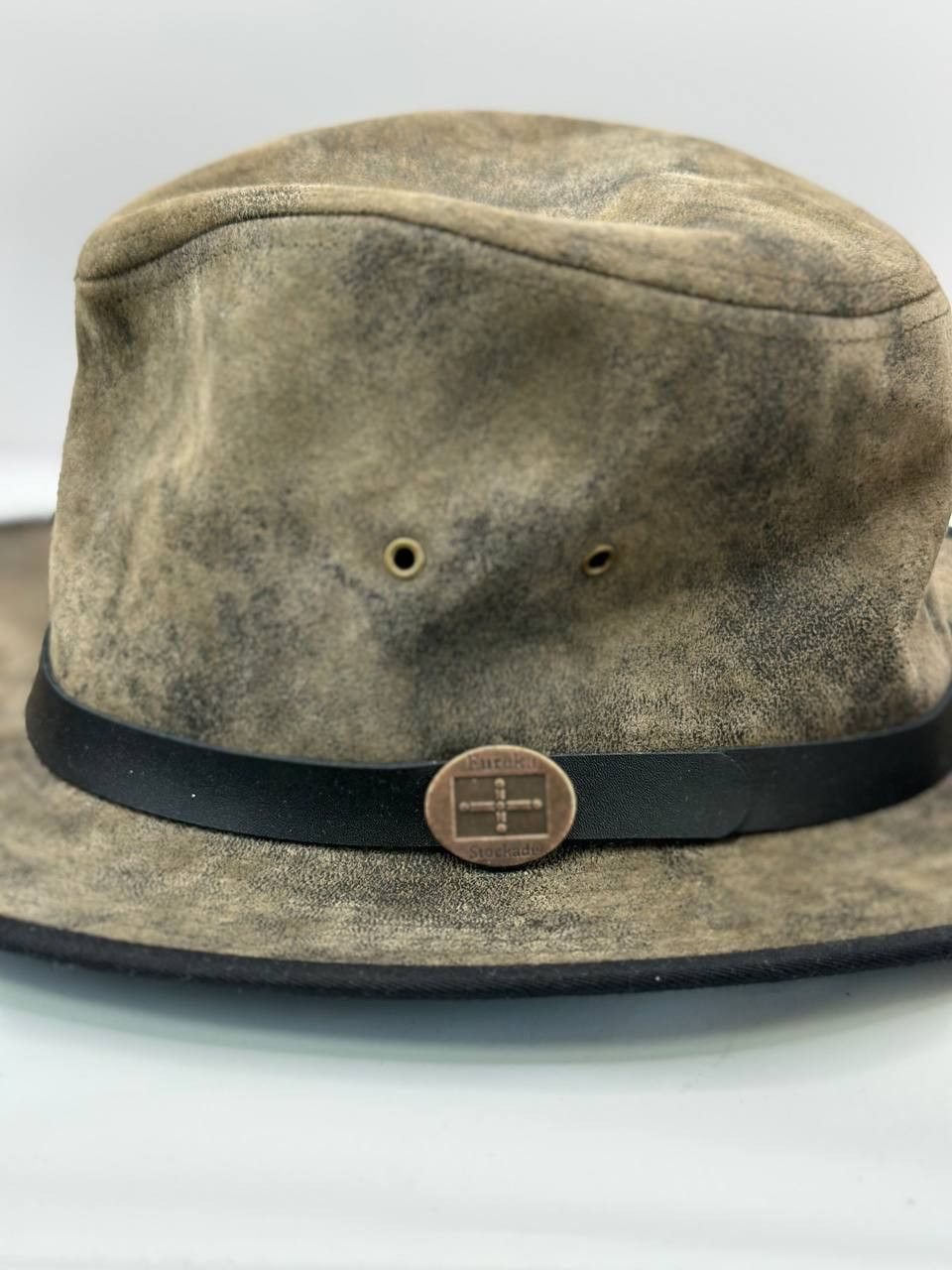 Designer Eureka Stockade EH065 Olive Leather Outback Bush Hat Small Size ONE SIZE - 4 Thumbnail