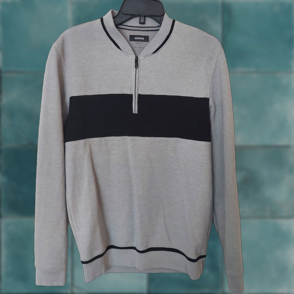 Alfani Alfani Men's Grey Baseball Ottoman Quarter Zip Sweatshirt M Small Grey Heather Mens Sweatshirt Baseball Quarter Zip Alfani Mens M Size US M / EU 48-50 / 2 - 1 Thumbnail