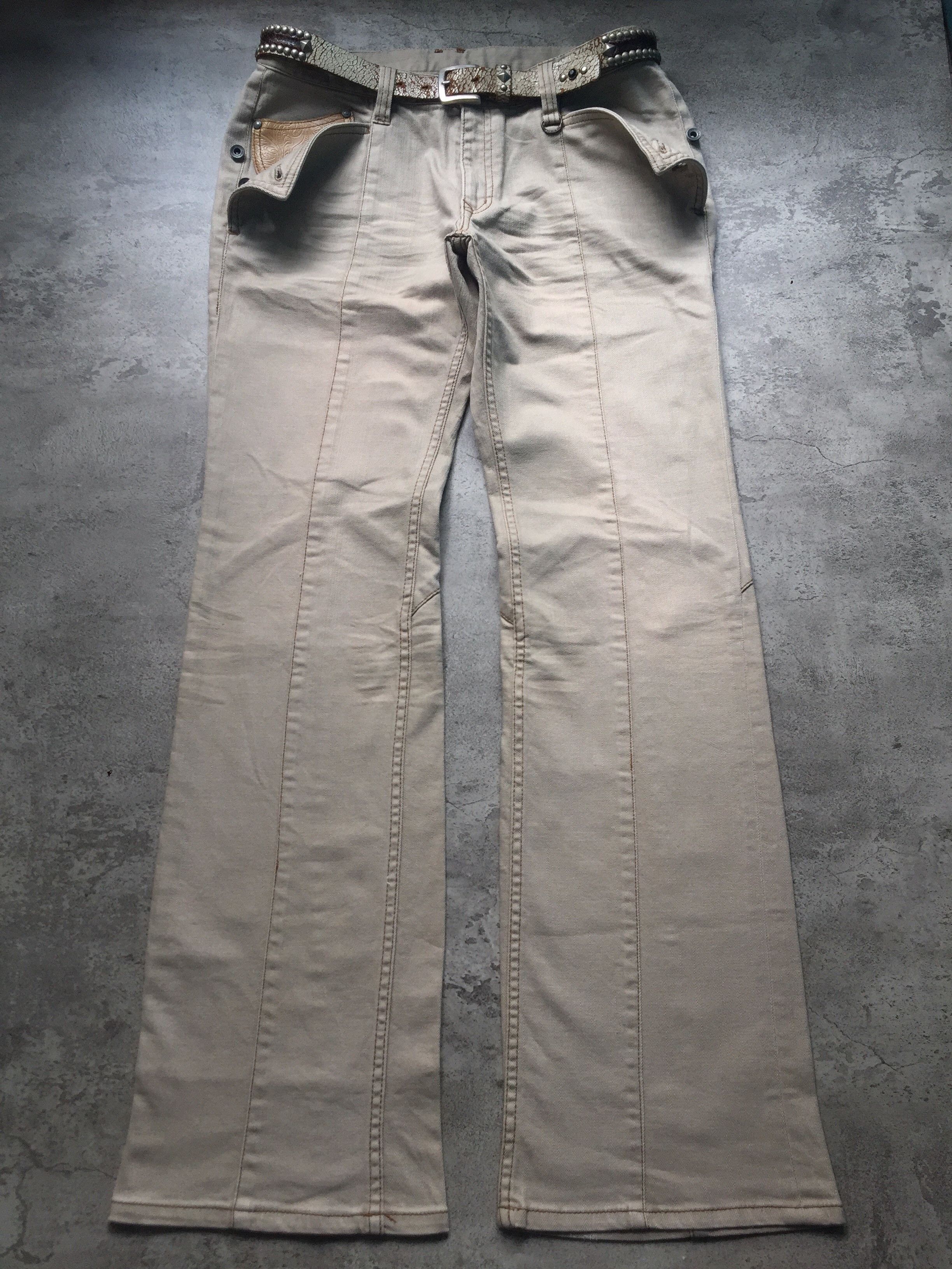 Nicole Club Nicole Club Leather Patch BootCut Faded Denim Pants Size US 32 / EU 48 - 1 Thumbnail