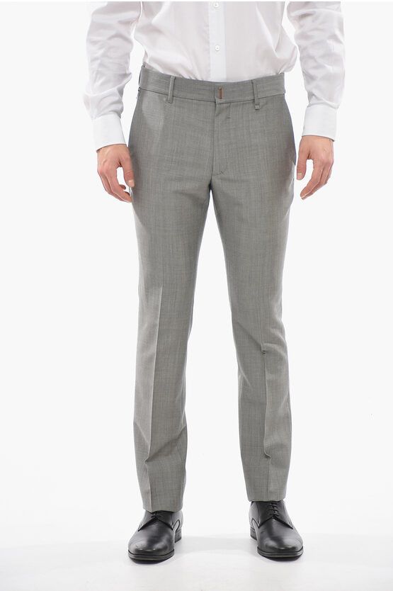 image of Givenchy Mohair-Blend Pants With Tapered Fit in Grey, Men's (Size 31)