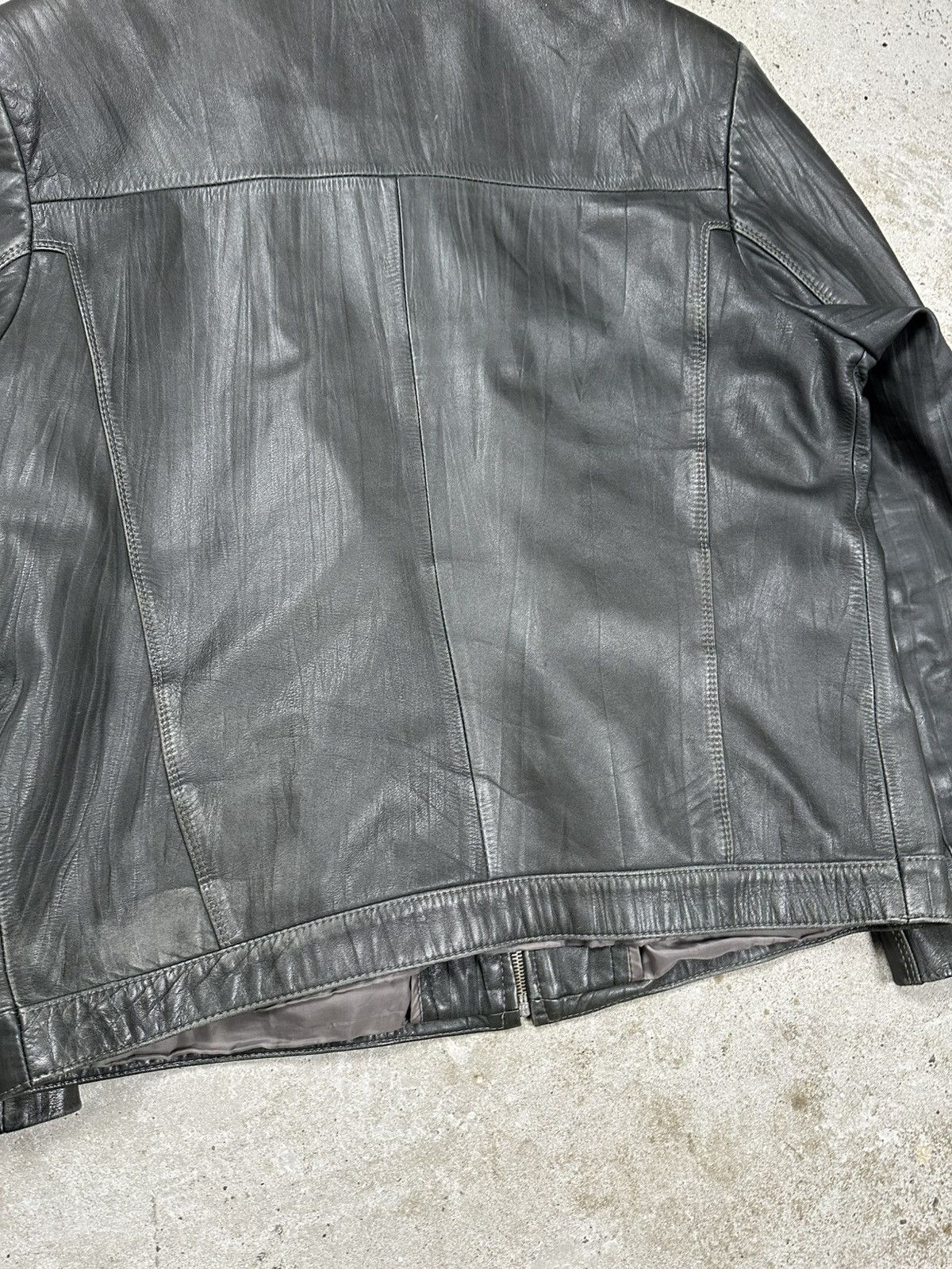 Genuine Leather Vintage Y2K Distressed Bottle Green Genuine Leather Jacket Size US XXL / EU 58 / 5 - 15 Thumbnail
