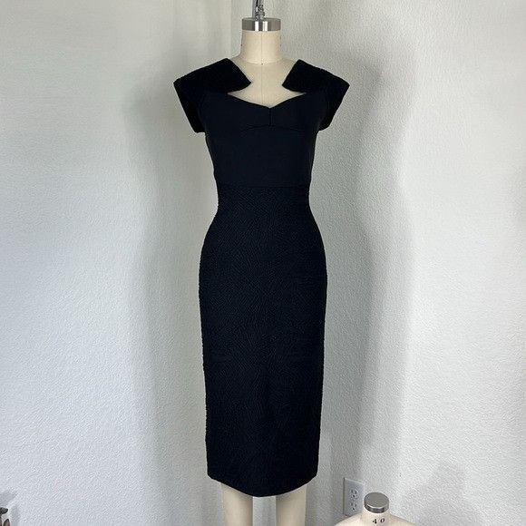 Roland Mouret Roland Mouret Myrtha Folded Sheath Dress V Neck Bandage Cap Size S / US 4 / IT 40 - 1 Thumbnail