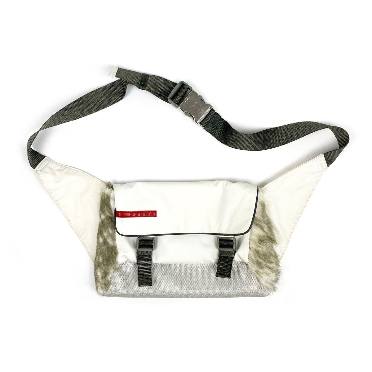 image of Prada 1999 Goat Fur Crossbody Bag in White, Men's