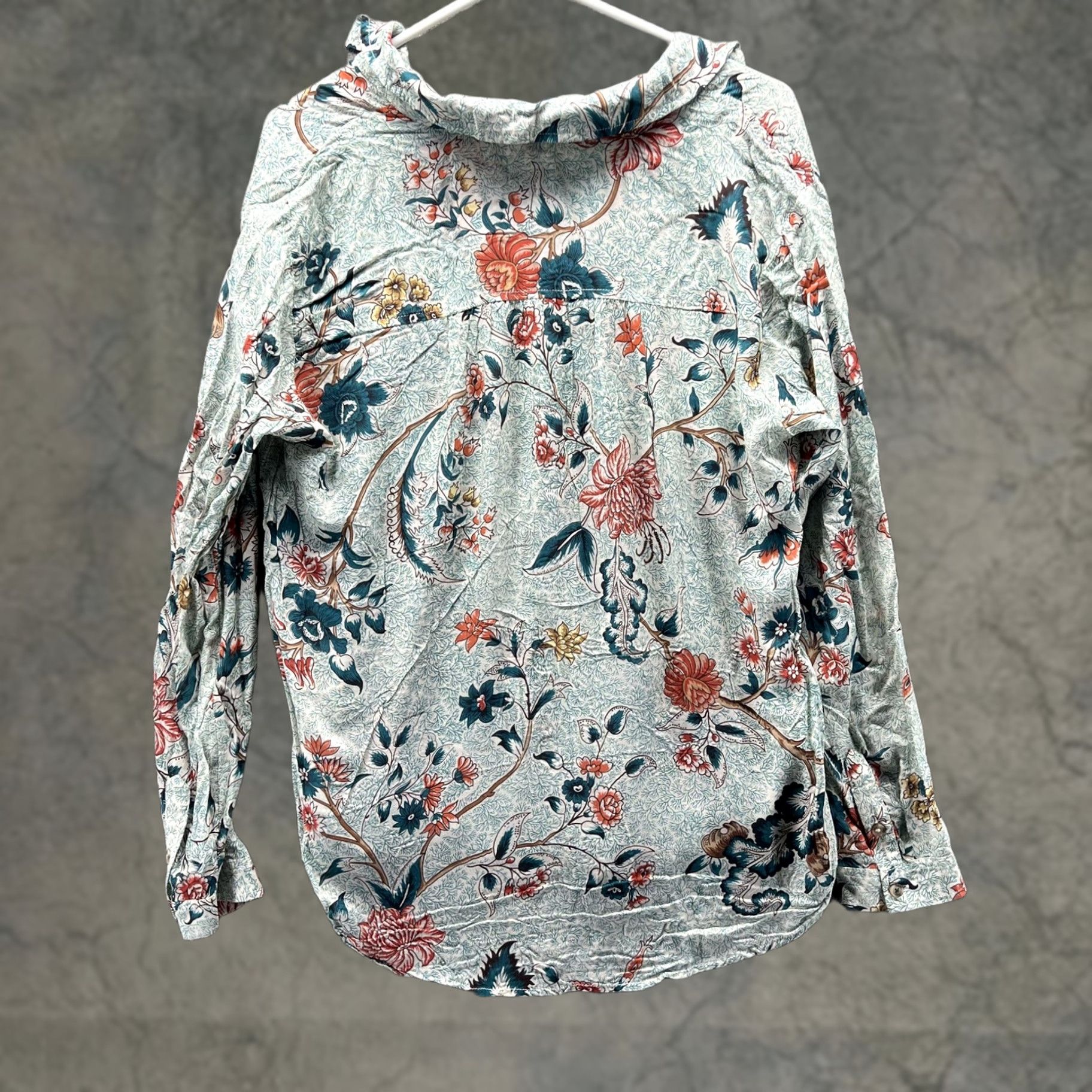 Vintage Pilcro Tunic Blouse Womens Medium Green Floral Button Front Modal Top Shirt Size M / US 6-8 / IT 42-44 - 1 Thumbnail