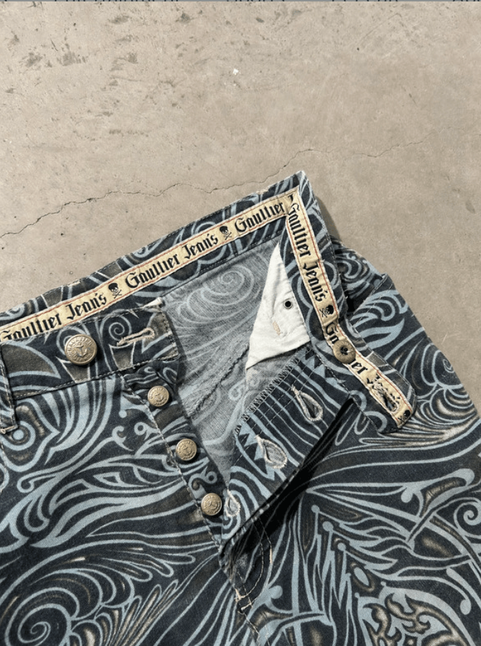 Jean × Jean Paul Gaultier Jean Paul Gaultier Jeans Graphic Tribal Denim Tattoo EX0124 Size 25" / US 0 / IT 36 - 4 Thumbnail