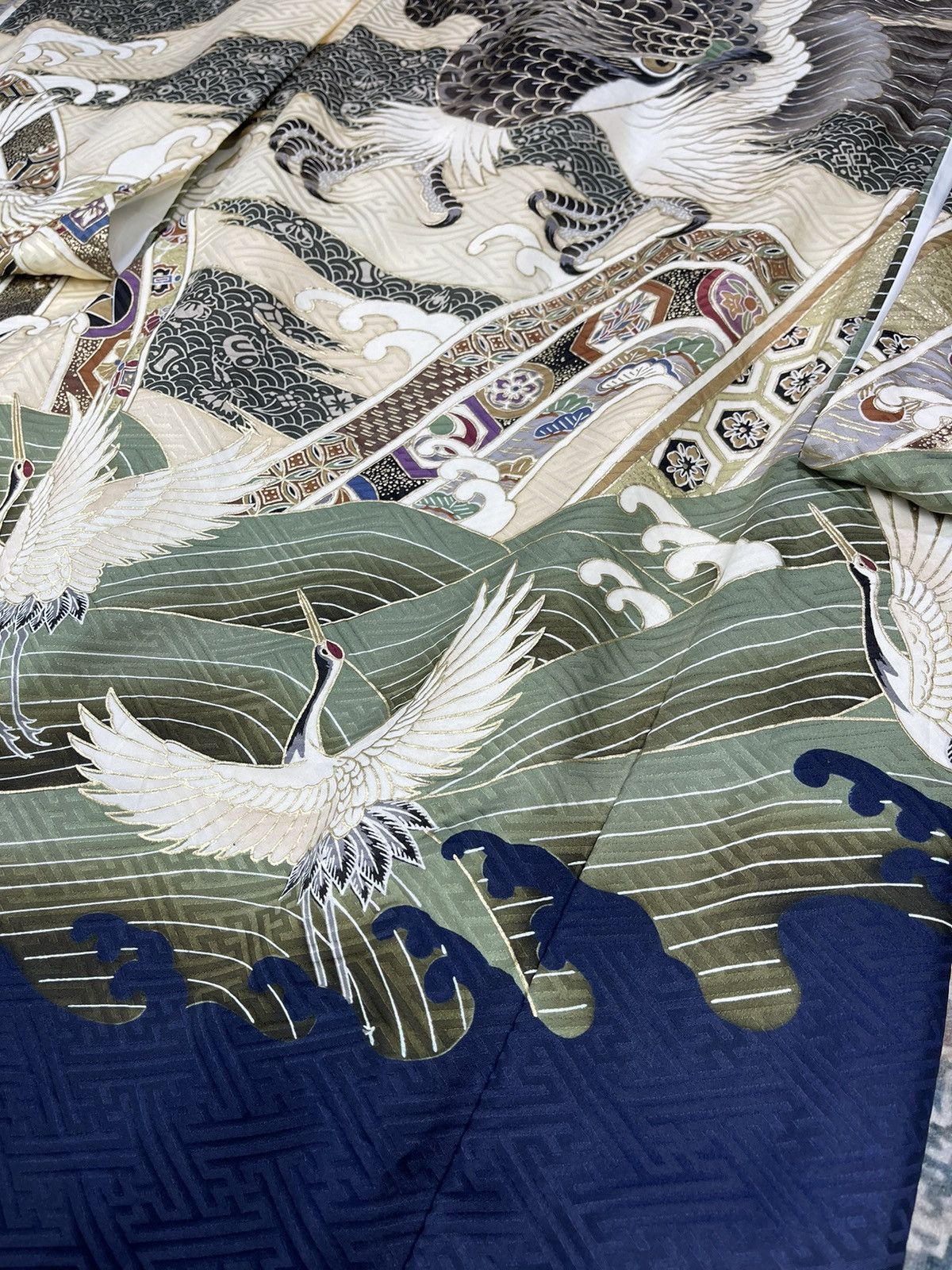 Dragonfly Vintage Japanese Traditional Silk Art Kimono Size S / US 4 / IT 40 - 6 Thumbnail