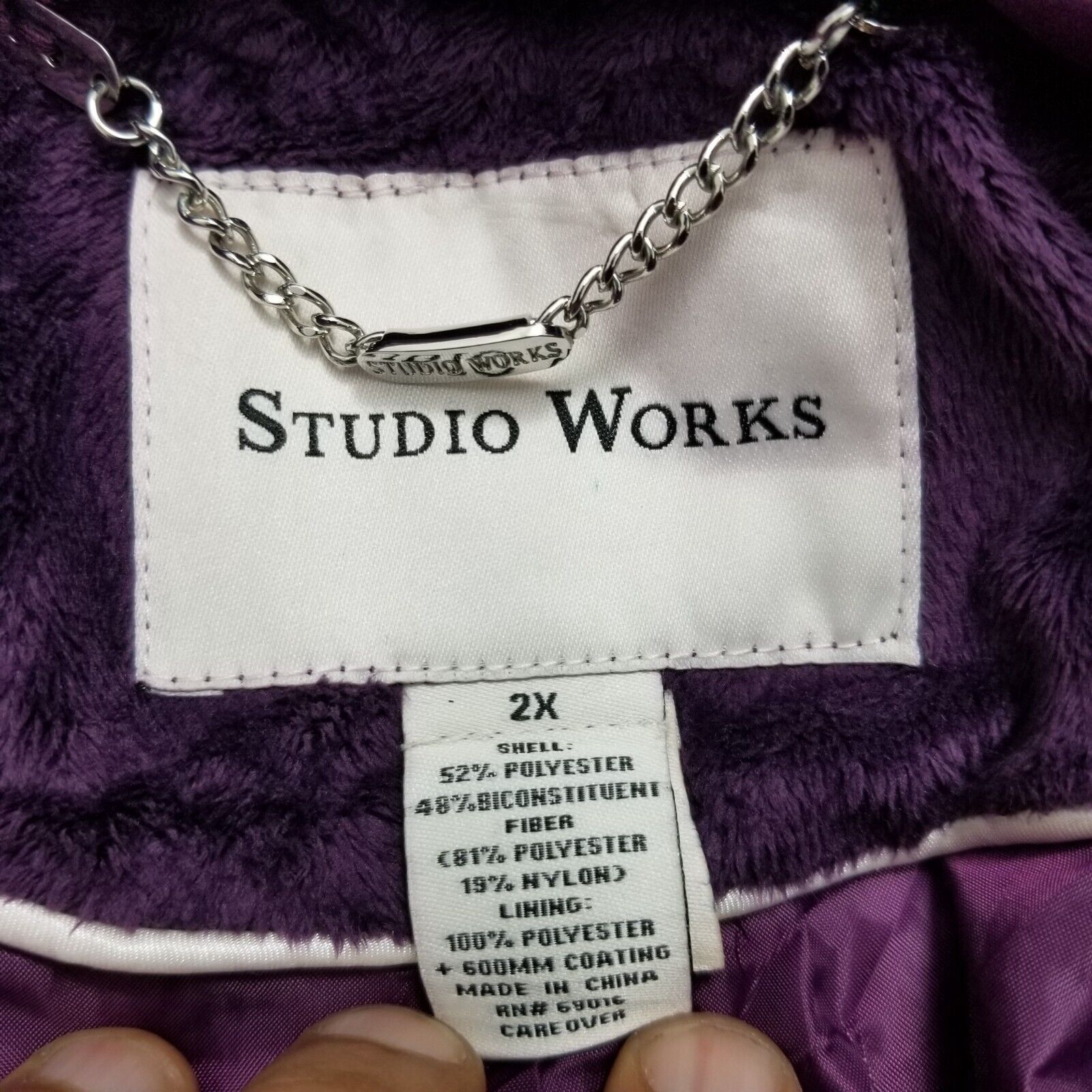 Other Studio Works Parka Jacket Womens 2X Purple Hooded Pockets Size ONE SIZE - 8 Thumbnail