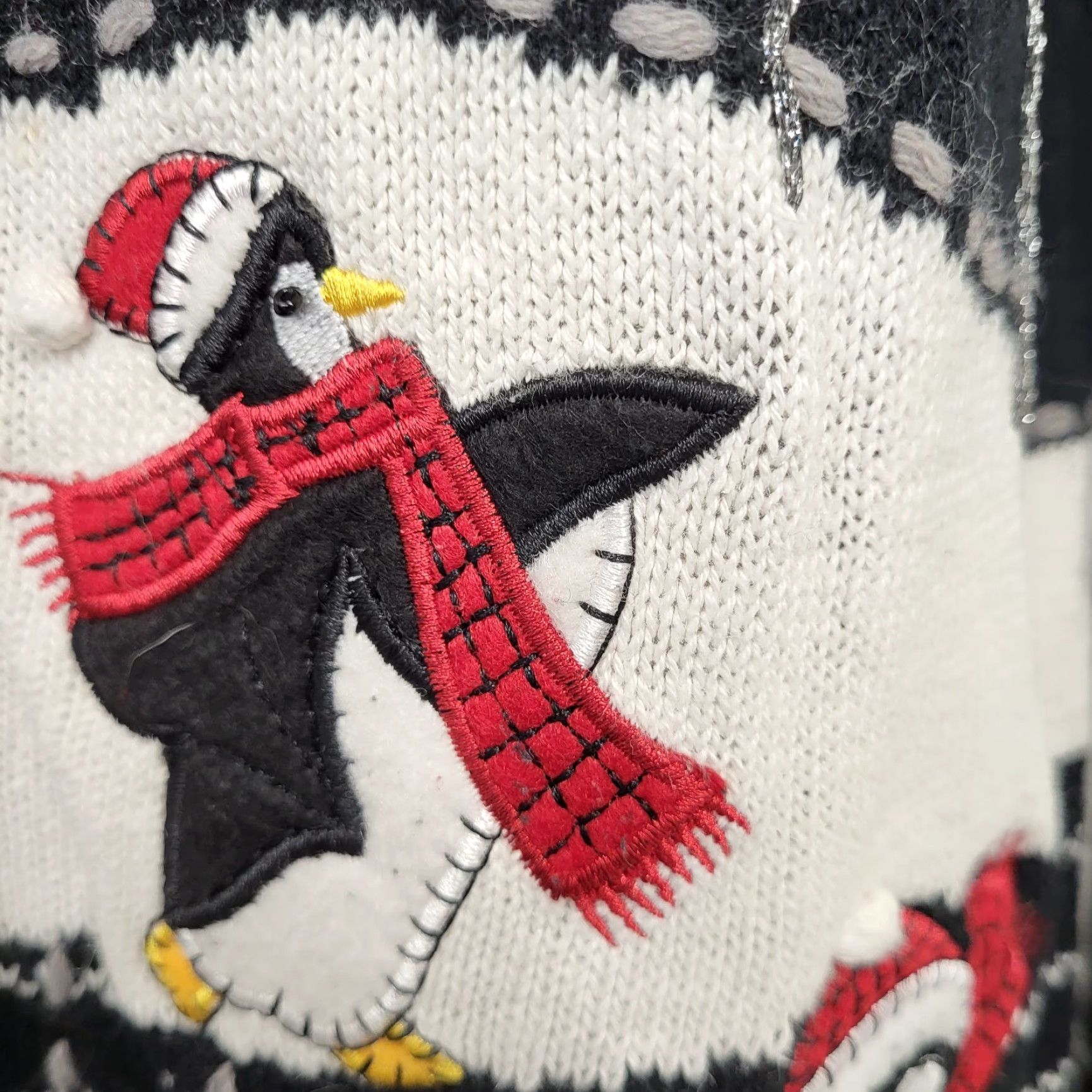 Vintage VINTAGE White Stag Cardigan Womens Large Black Winter Penguin Snowflake Knit Casual Cardigan Winter Snowflake Penguin 80s 90s Christmas Retro Size L / US 10 / IT 46 - 6 Thumbnail