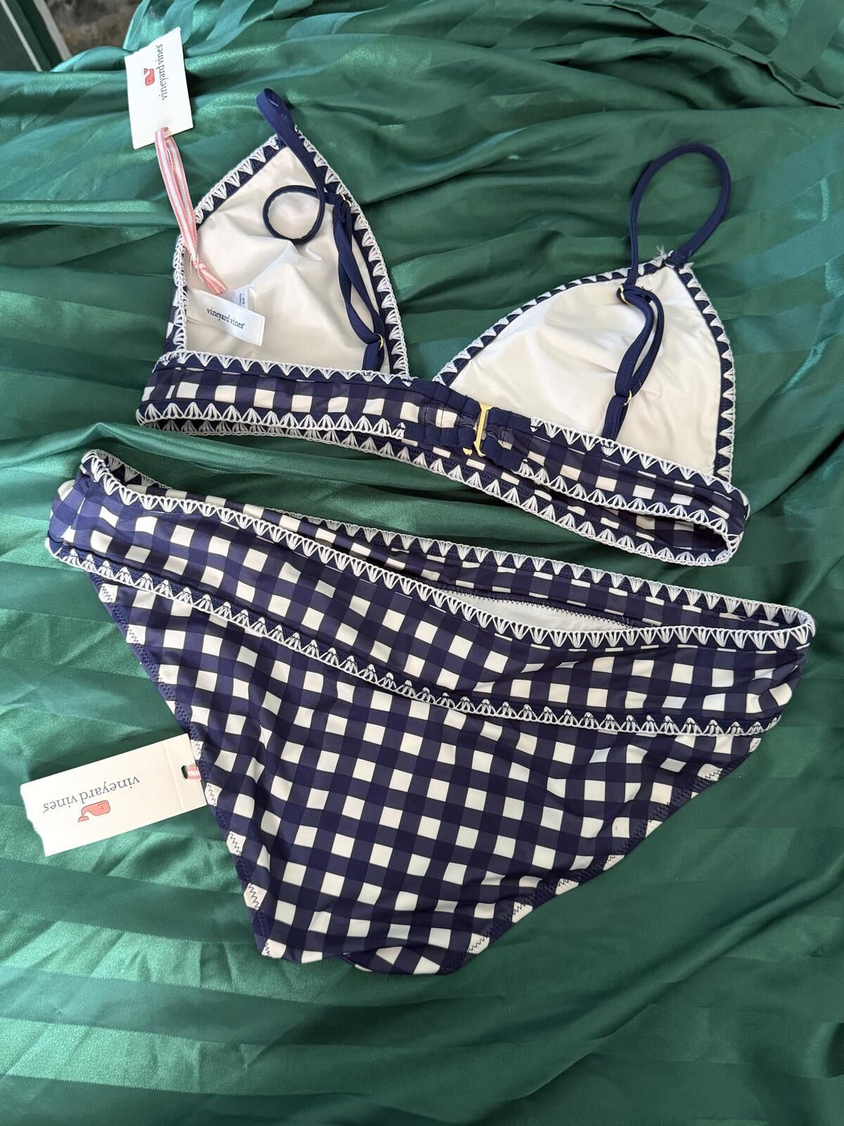 Vineyard Vines Vineyard Vines Gingham Stitch Bikini Deep Bay S Size ONE SIZE - 4 Thumbnail