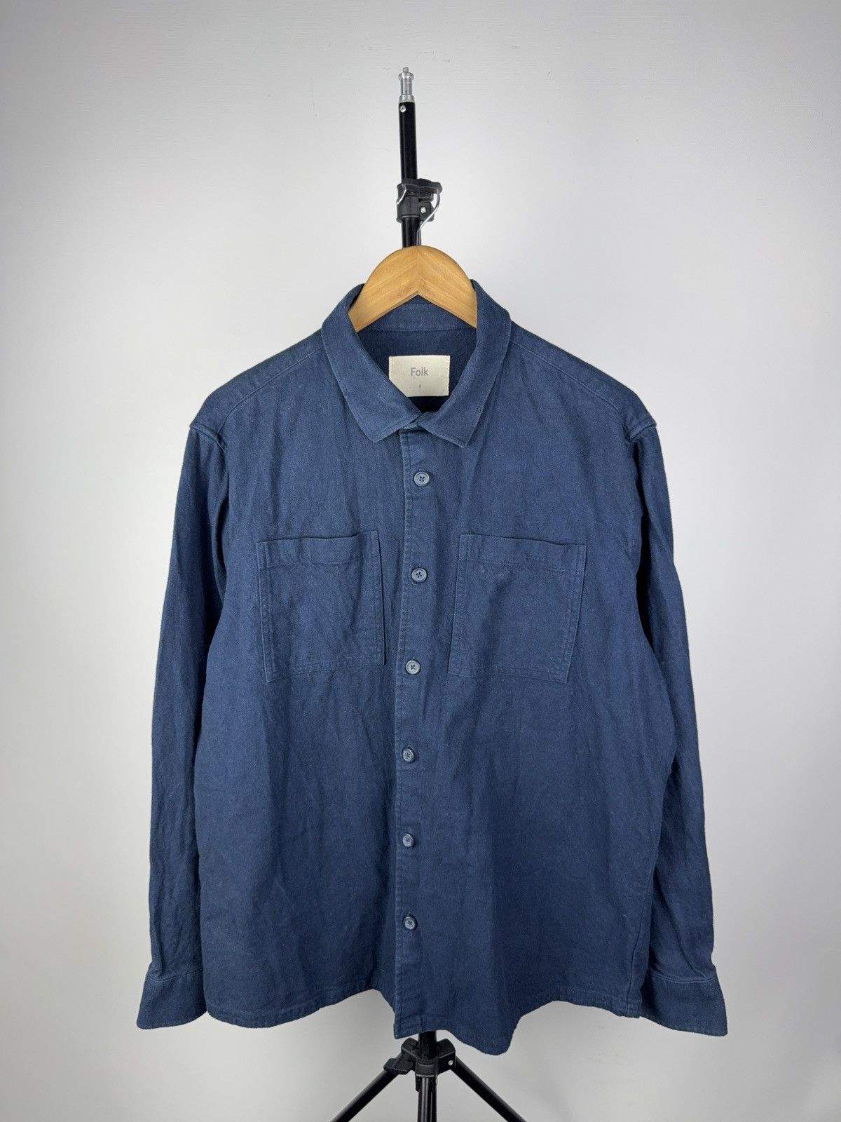 Folk Luxury Designer 00s FOLK Flannel Navy Shirt Size US L / EU 52-54 / 3 - 1 Thumbnail
