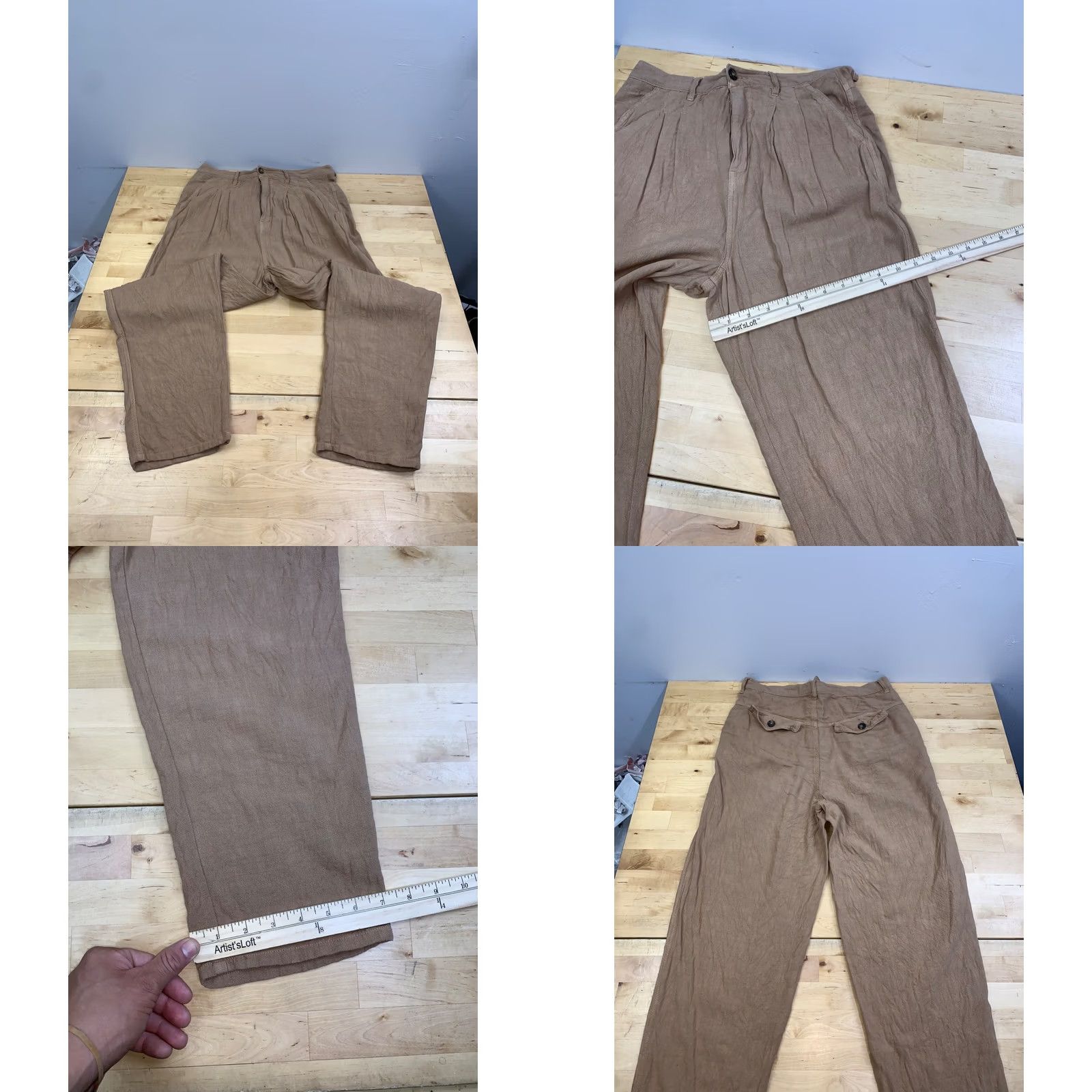Free People VINTAGE Free People Linen Blend Flowy Pants Women 28 Tan Casual Boho 13292 Size 28" / US 6 / IT 42 - 8 Thumbnail