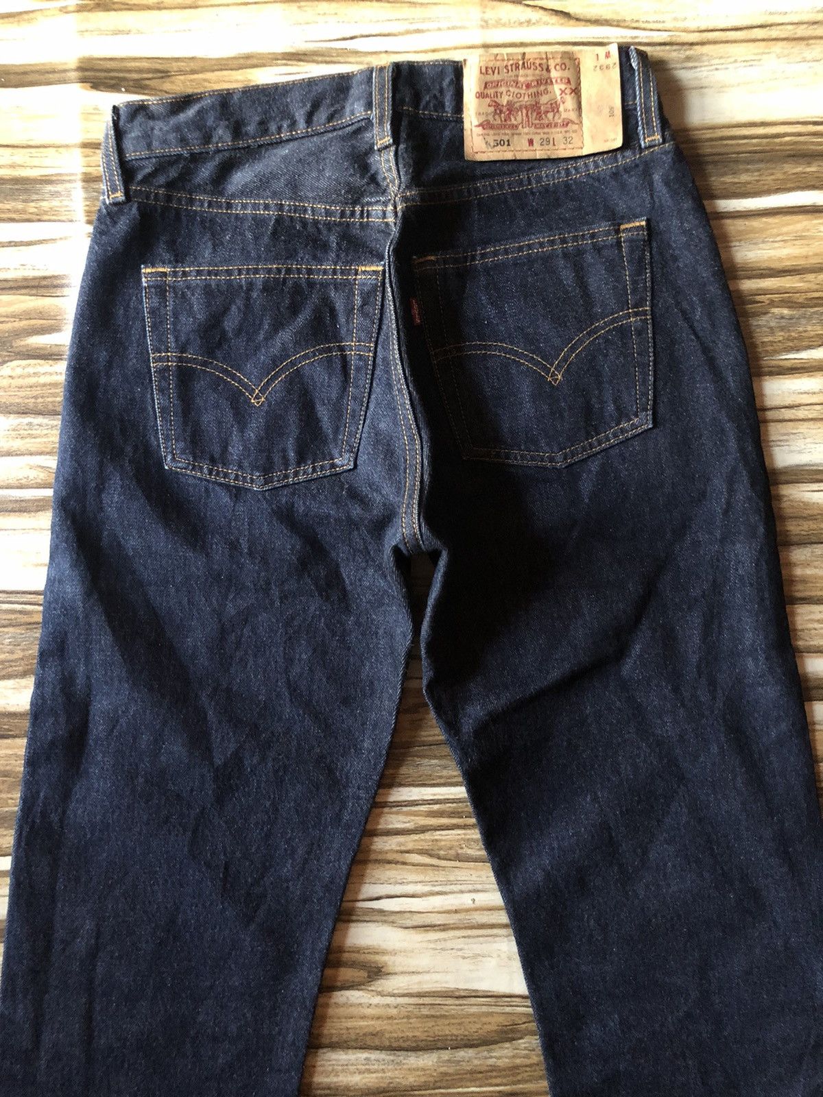 Levi's Size 29x31 Vtg 501 USA Late 90s Button Fly Dark blue Denim Size US 28 / EU 44 - 4 Thumbnail