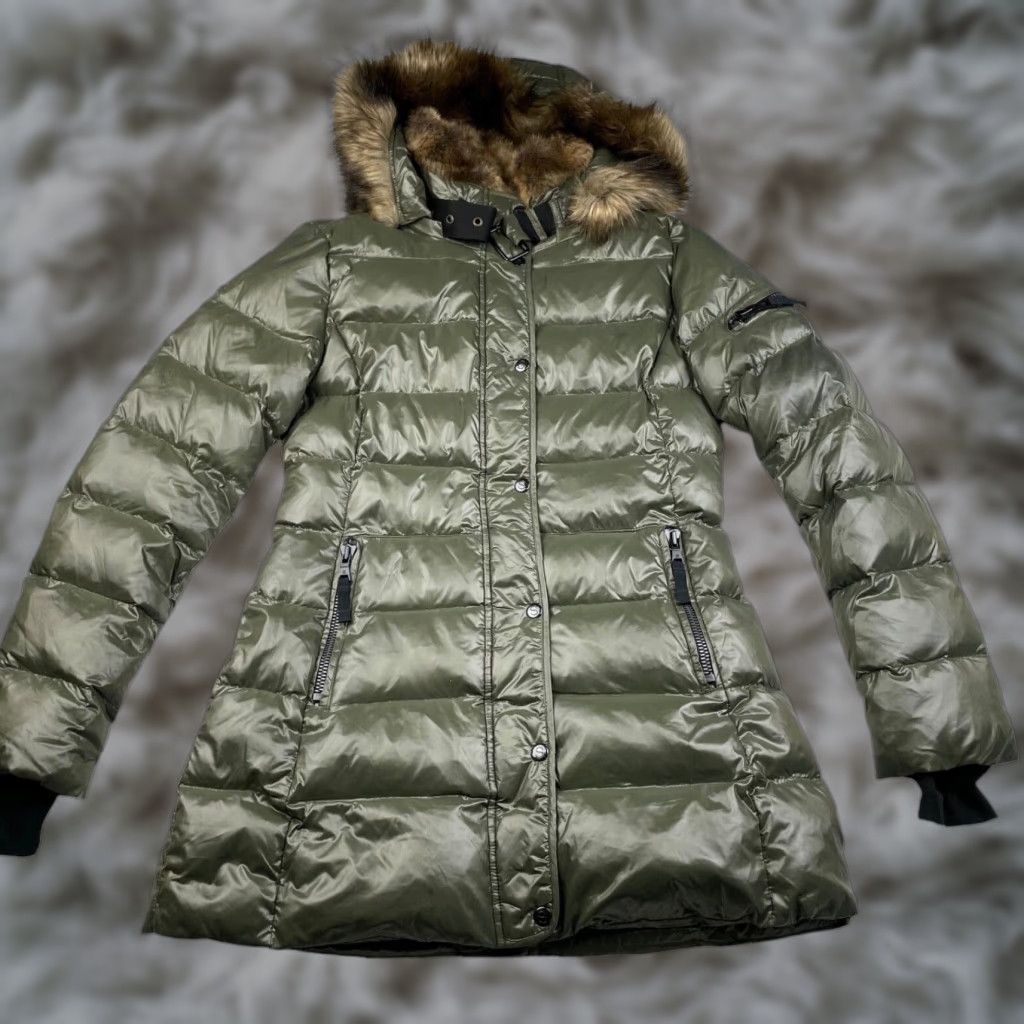 Vintage S13/NYC Sam Women's Fur Hood Down Puffer Parka Jacket Green Medium Size M / US 6-8 / IT 42-44 - 1 Thumbnail