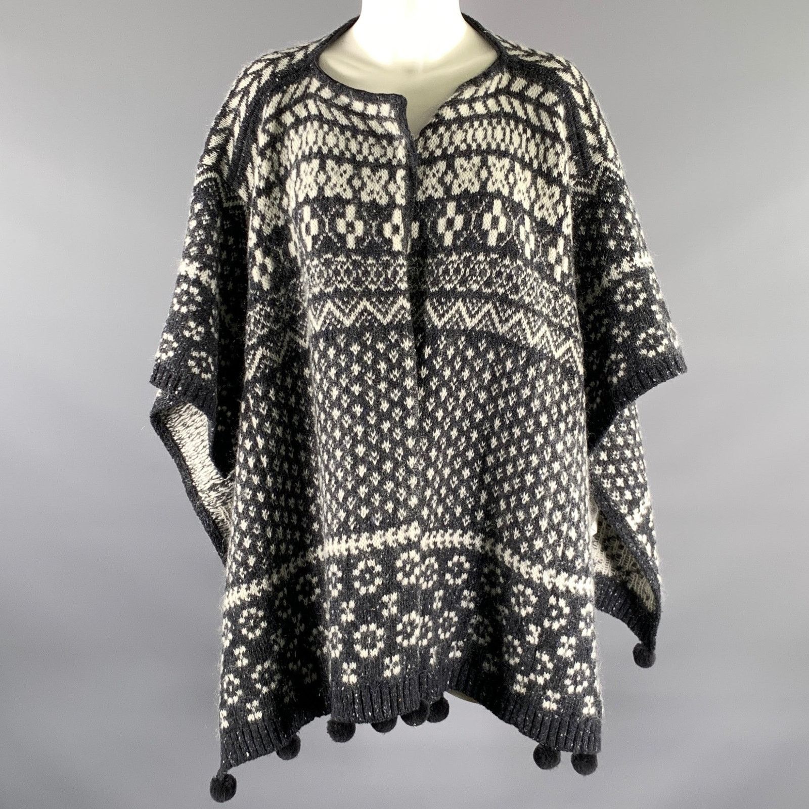 Max Mara MAX MARA One Size Grey White Wool Blend Geometric Cardigan Size ONE SIZE - 1 Thumbnail