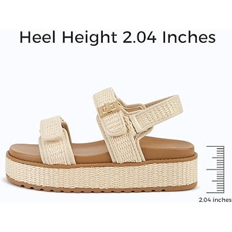 Other Lucky Step Size 7 Tan Raffia Platform Open Toe Sandals Size US 7 / IT 37 - 2 Thumbnail