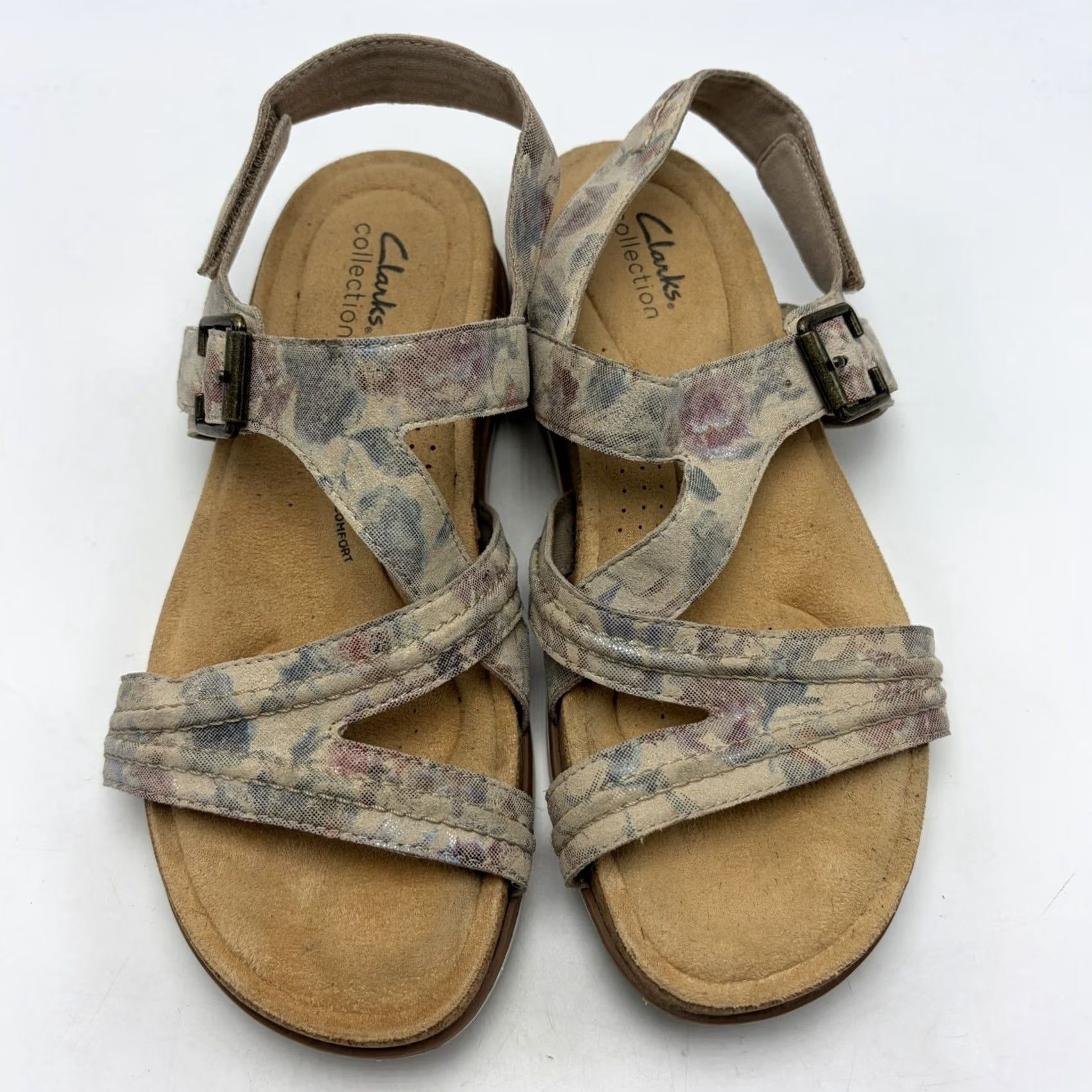 Clarks Clarks Sandals Womens 8.5 M Brynn Step Floral Textile Fabric Hook Loop Beige Pattern Floral Casual Womens Leather? Size US 9 / IT 39 - 2 Thumbnail
