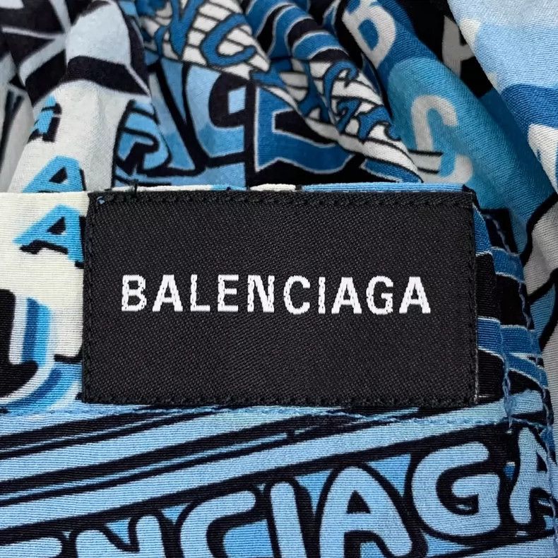 Balenciaga Balenciaga Blue logo monogrammed printed mulberry silk cas Size US 36 / EU 52 - 6 Thumbnail