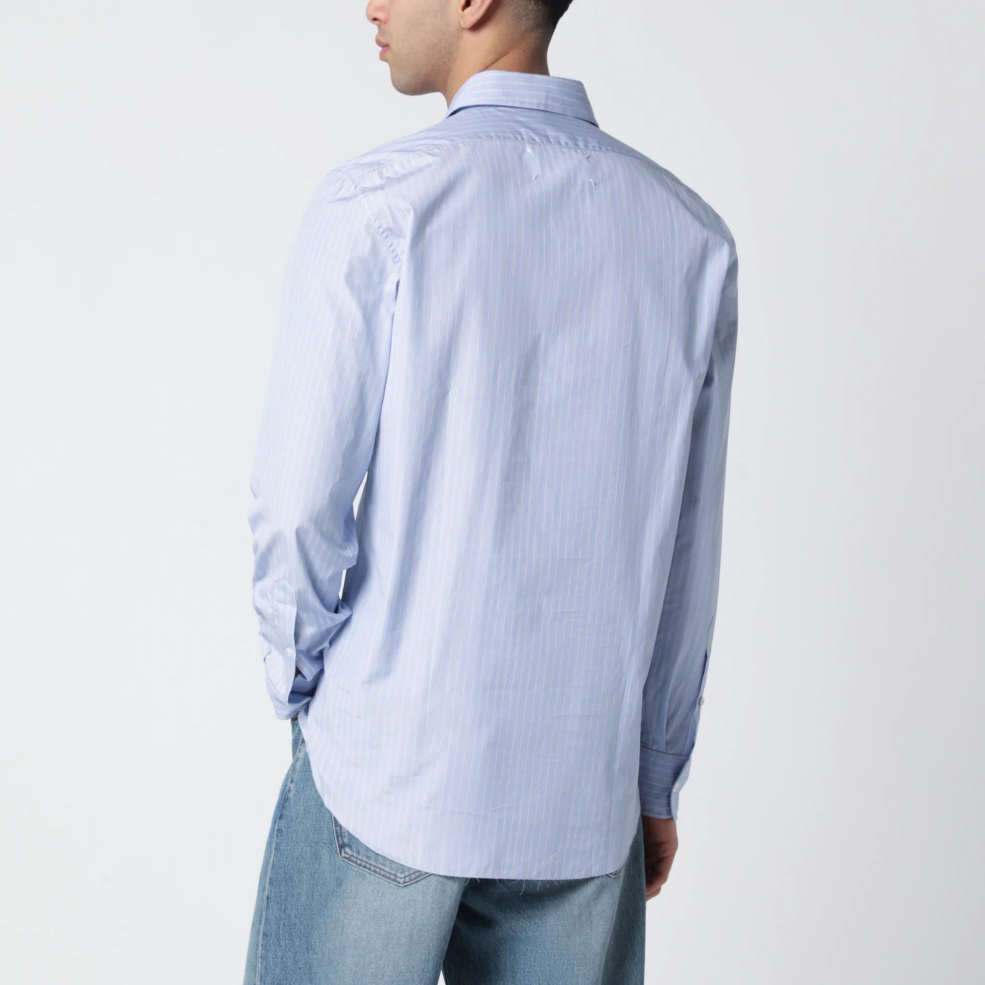 Maison Margiela o1d2blof0526 Cotton Button Striped Shirt in Light Blue Size US L / EU 52-54 / 3 - 3 Thumbnail