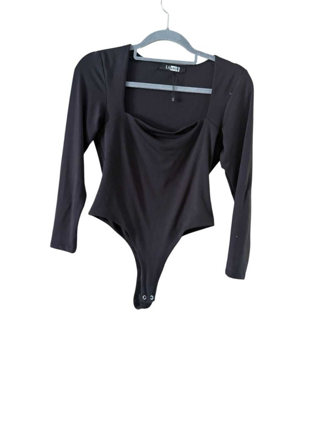 The Unbranded Brand Women's LILAMOR Black Long Sleeve Square Neck Bodysuit L Size L / US 10 / IT 46 - 4 Thumbnail