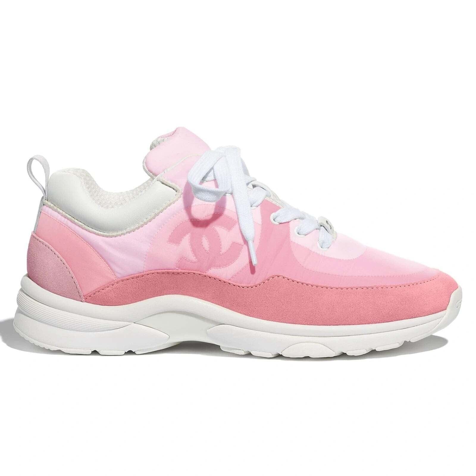 Chanel Chanel Mens 21C Pink Suede Leather CC Logo Lace Low Top Size US 10 / EU 43 - 1 Thumbnail