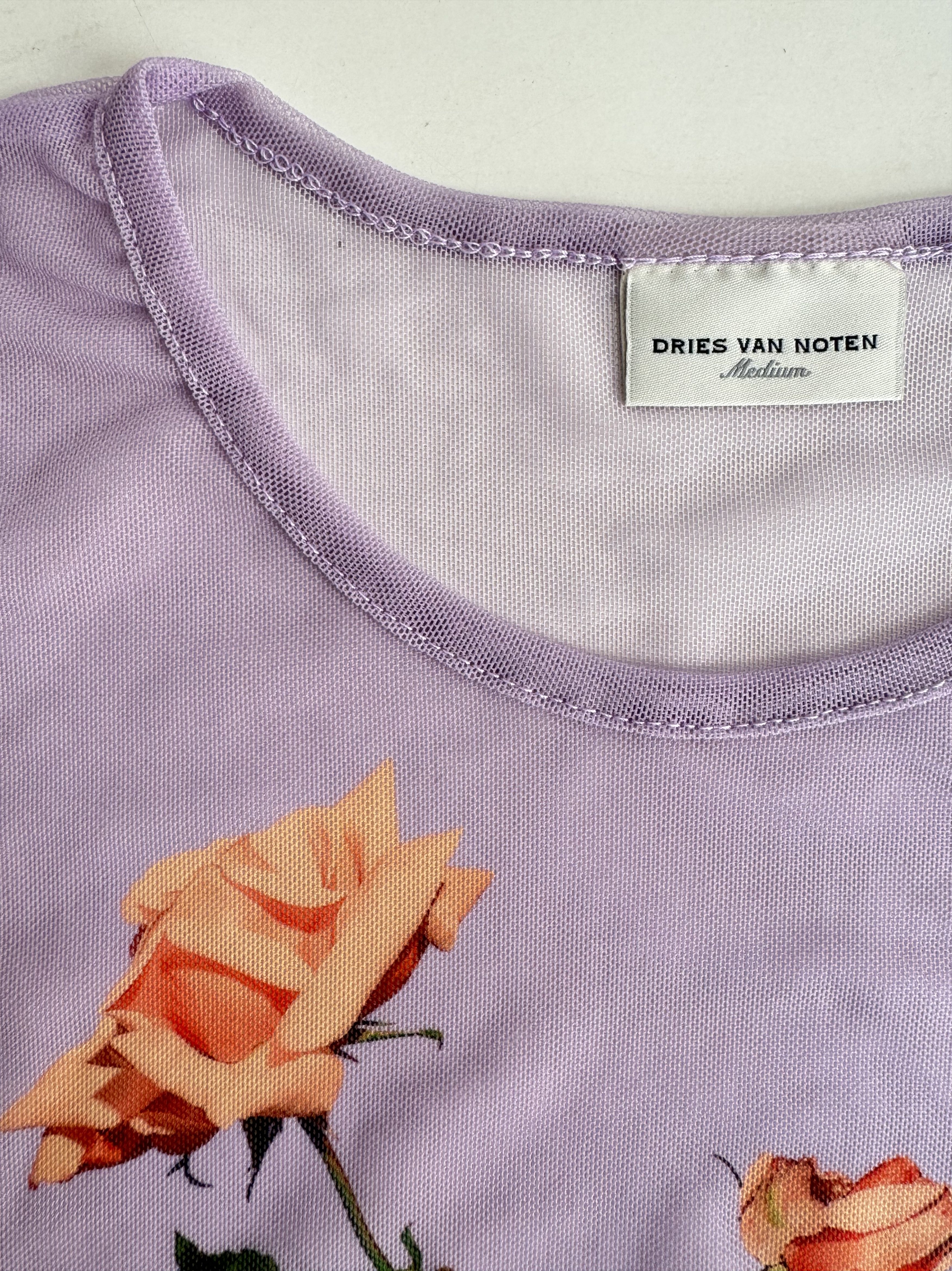 Dries Van Noten Floral Print Stretch-Tulle T-Shirt Size M / US 6-8 / IT 42-44 - 3 Thumbnail