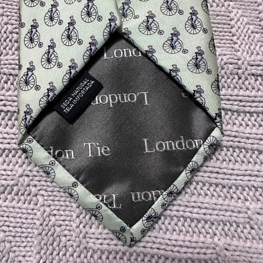 Other London tie green bicycle print novelty silk tie Size ONE SIZE - 4 Thumbnail