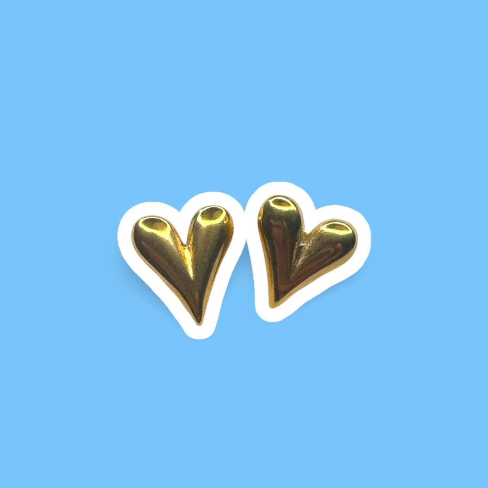 Other Minimal Gold Heart Stud Earrings -14K plated SS Size ONE SIZE - 1 Thumbnail