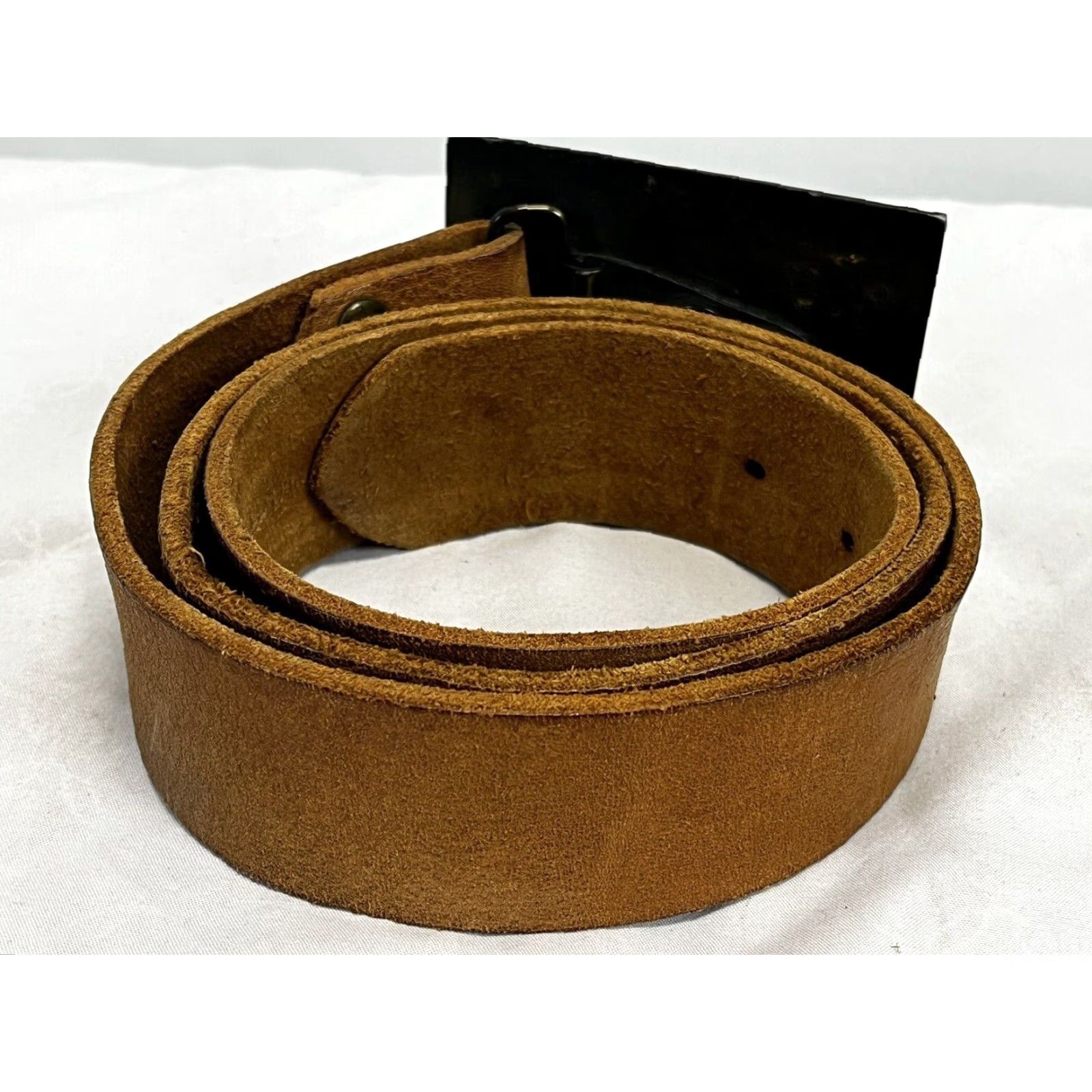 Vintage Mens Leather Belt, Jack Daniels Buckle, Brown, 36-40", Brown Leather Belt Mens Size ONE SIZE - 2 Thumbnail