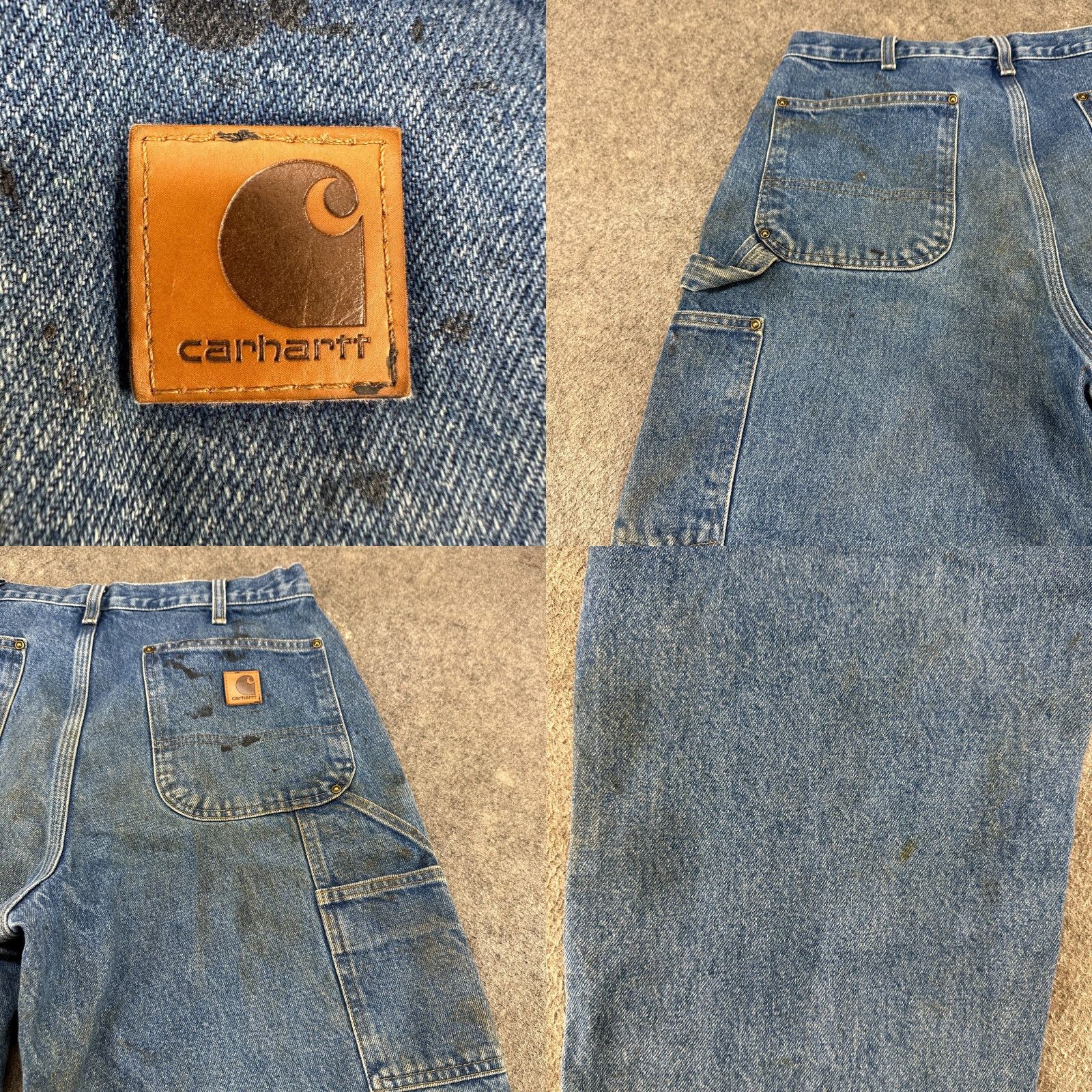 Carhartt VINTAGE Carhartt Jeans Mens 34x27 Blue Double Knee Loose Original Medium Wash B73 DST Shirt Size US 34 / EU 50 - 9 Thumbnail