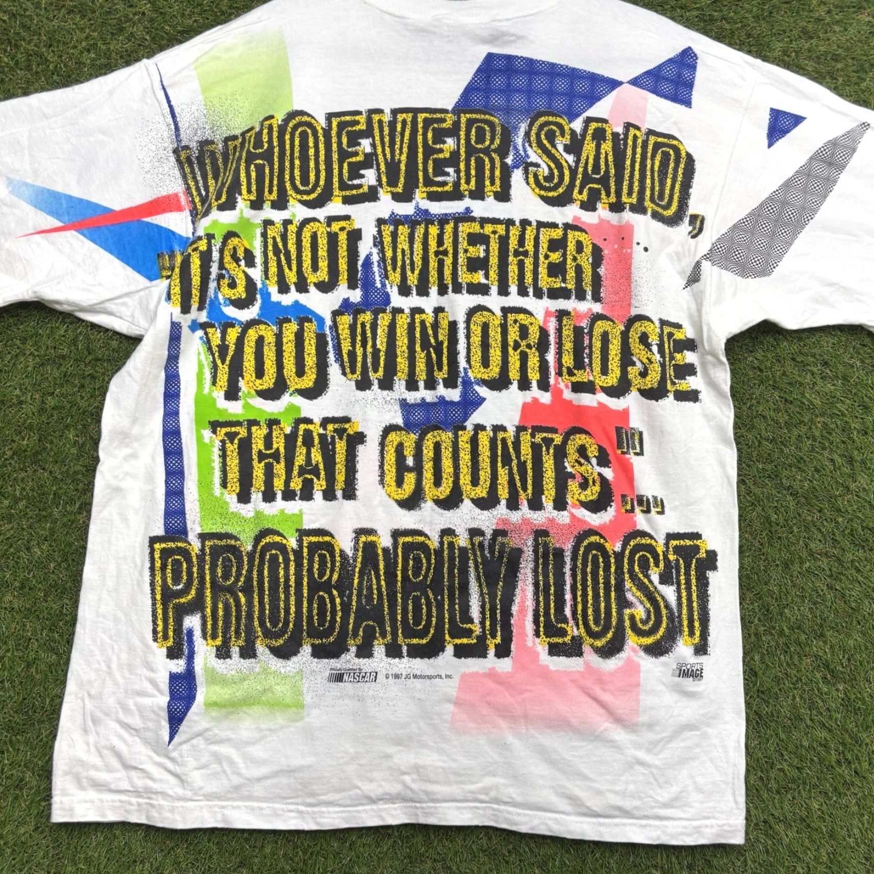 Chase Authentics VINTAGE Jeff Gordon NASCAR Shirt Mens XL 1990s White Crew Neck Short Sleeve Graphic Print Cars Sports 90s Mens Size US XL / EU 56 / 4 - 4 Thumbnail
