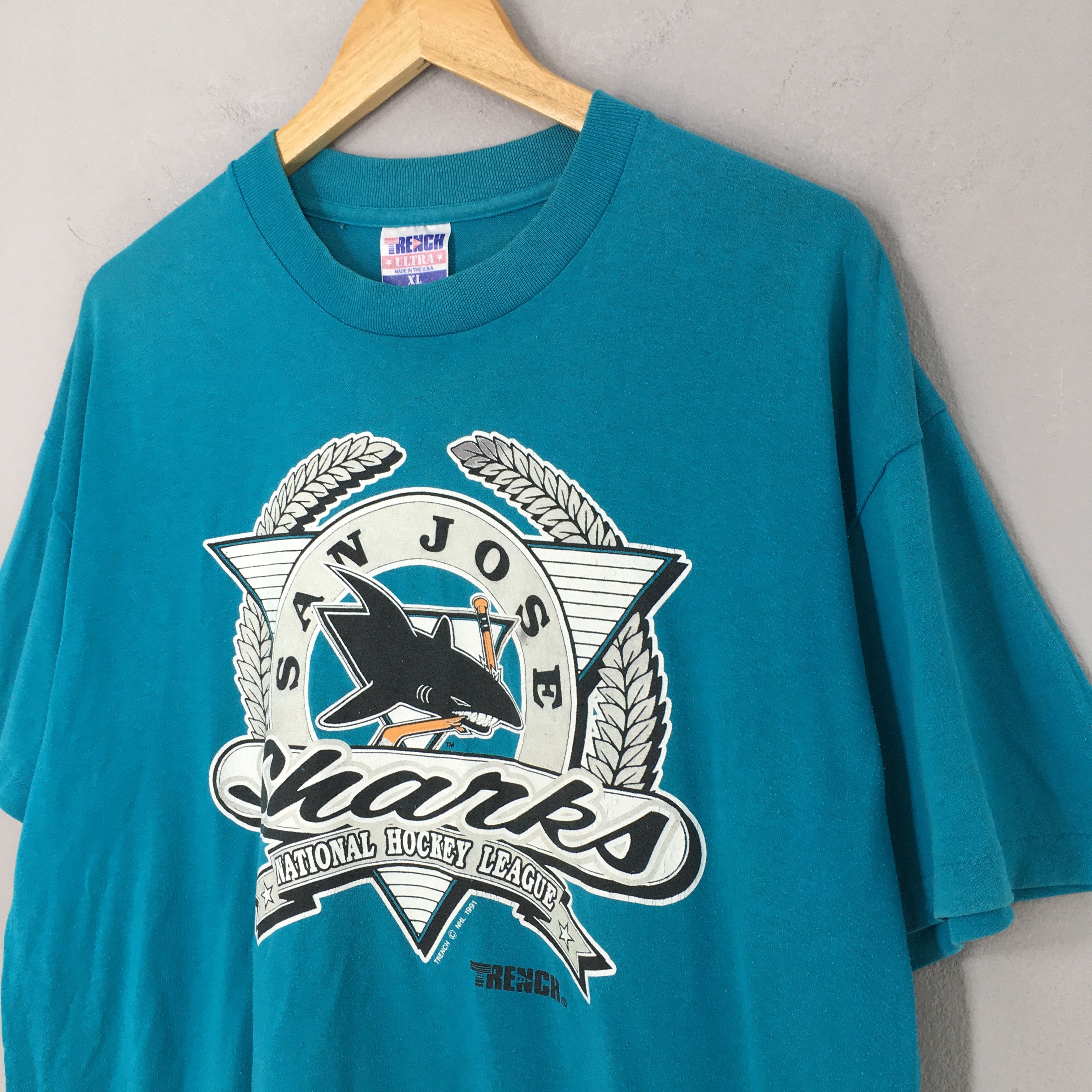 NHL × Vintage Vintage 90's San Jose Sharks Hockey NHL T shirt XLarge Size US XL / EU 56 / 4 - 3 Thumbnail