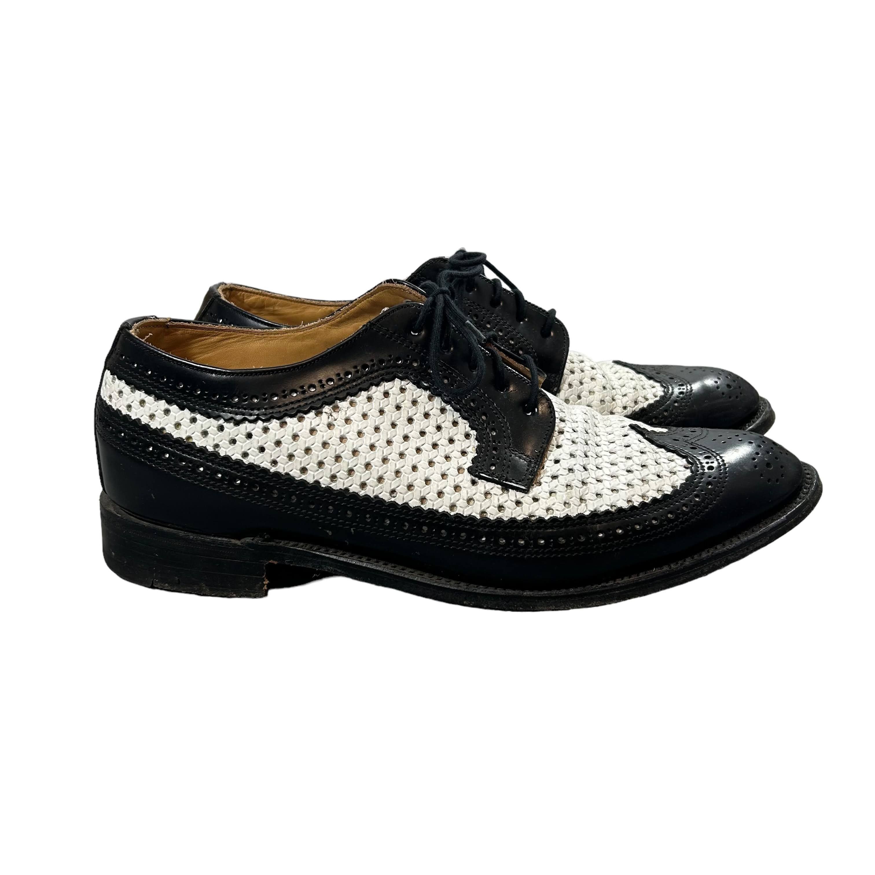 George Cox George Cox Black White Leather Brogue Derby Shoes 10 1/2 Size US 11.5 / EU 44-45 - 2 Thumbnail