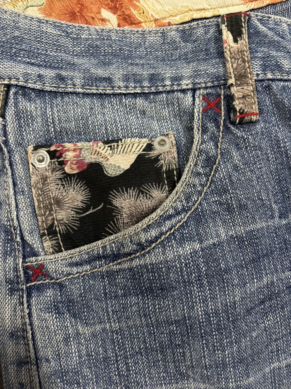 Karakuri Tamashii Vintage Japanese Brand Floral Whisker Baggy Distressed Jeans Size US 33 - 4 Thumbnail
