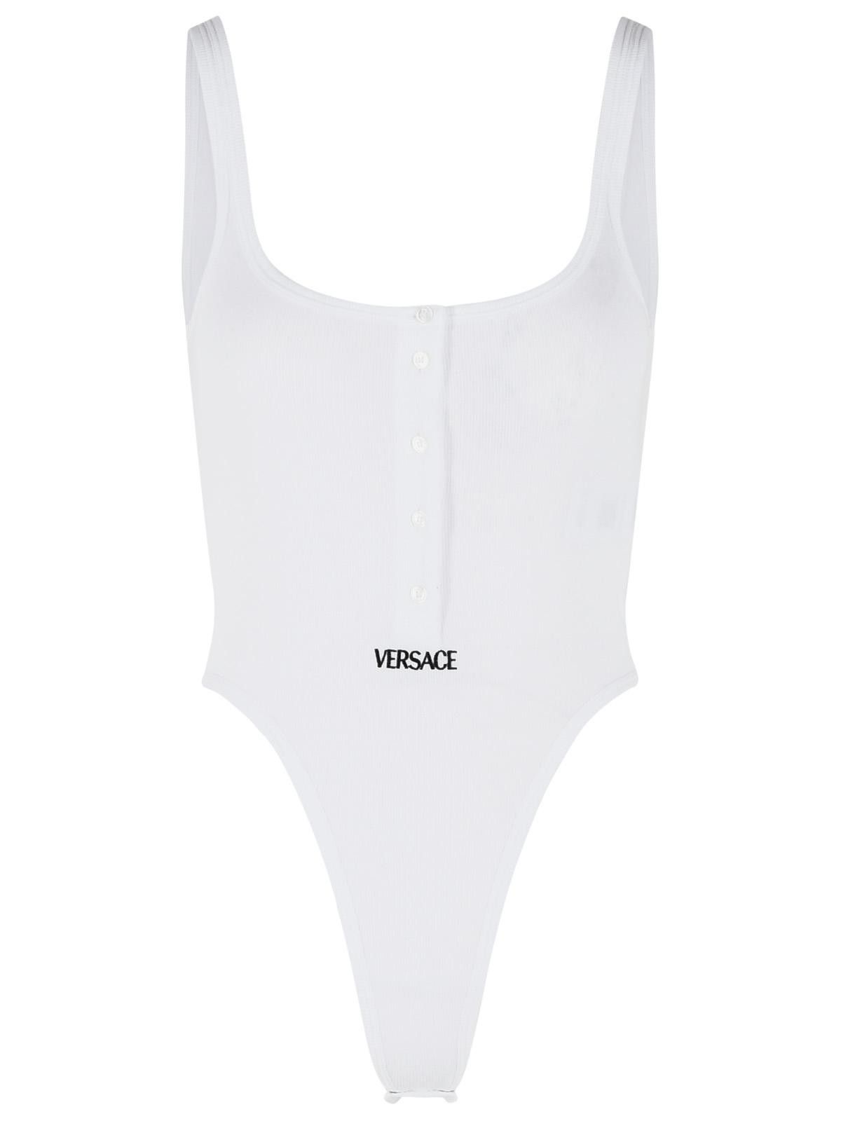 Versace VERSACE White Stretch Cotton Bodysuit Size L / US 10 / IT 46 - 1 Thumbnail