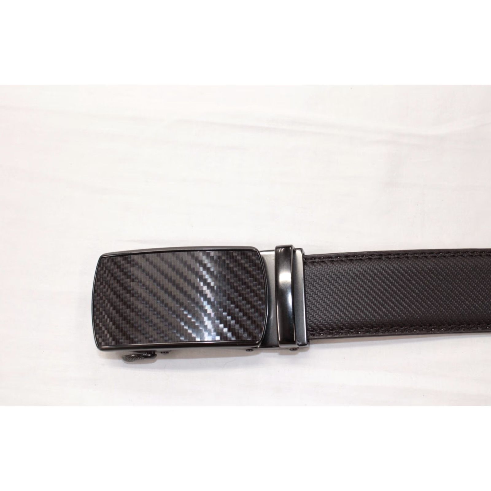 Carbon VINTAGE Bulliant Belt Men's Black Slide Ratchet Carbon Fiber Pattern Adjustable 28-49" Waist 1.5" Wide Buckle Metal Designer City Dad Style Mens Size ONE SIZE - 5 Thumbnail