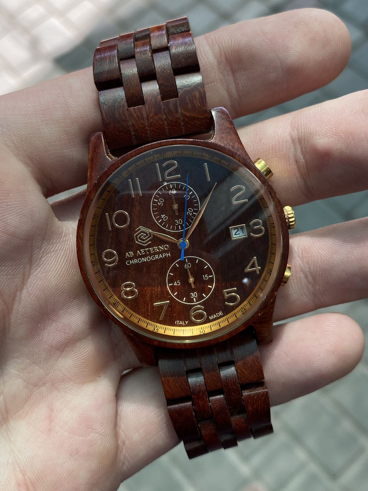 Jewelry × Vintage AB AETERNO Wooden Chronograph Watch Italian Design Size ONE SIZE - 7 Thumbnail