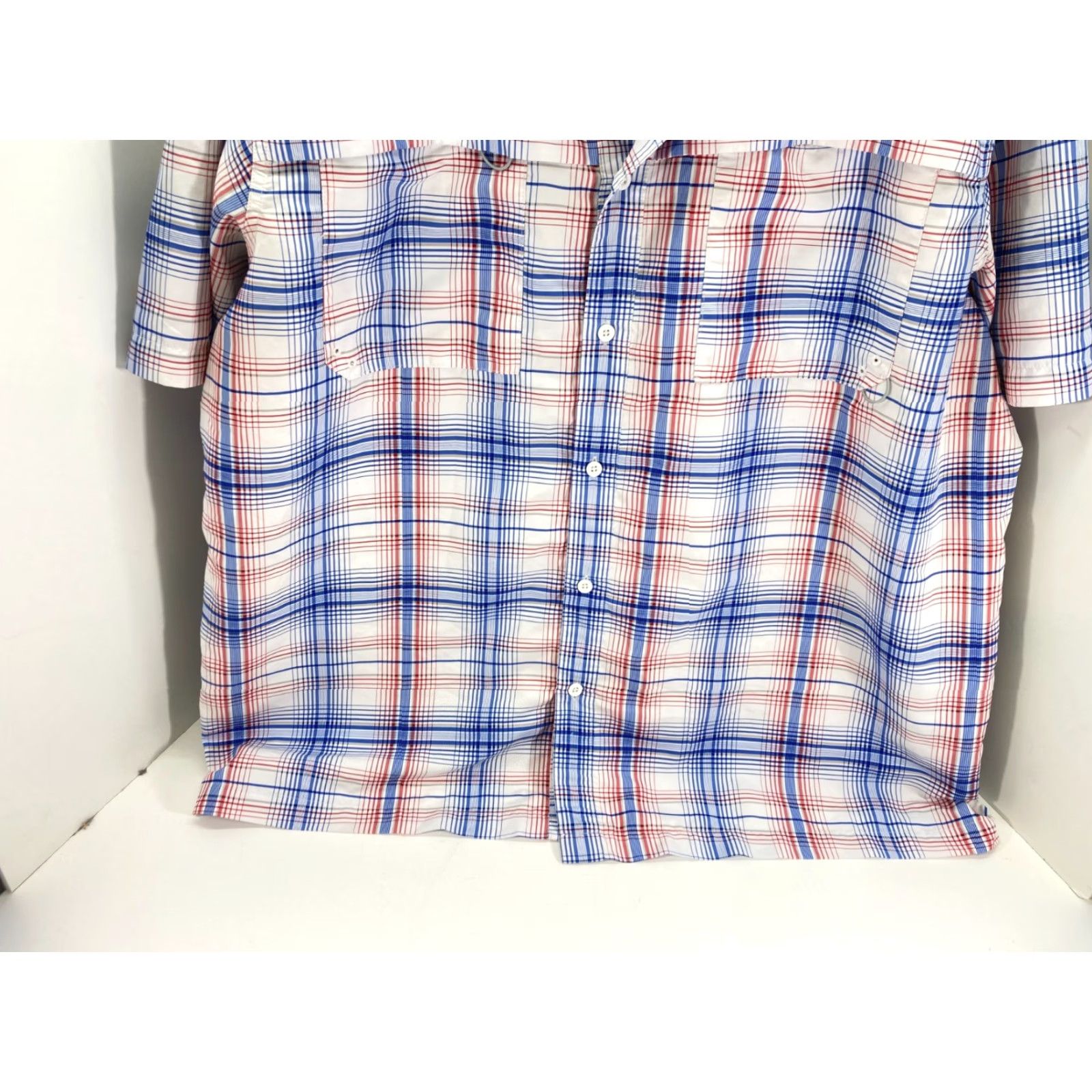 Habitat Habit Button Up Shirt Mens 3XL Blue Red Plaid Lined Hiking Fishing Solar Factor Short Sleeve Pockets Casual Travel UV Protection Outdoor Size US XXL / EU 58 / 5 - 5 Thumbnail