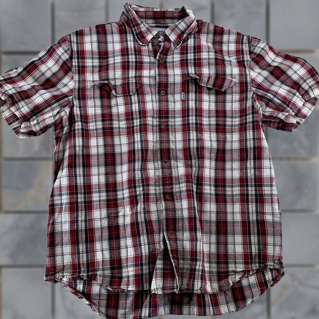 Carhartt Carhartt Shirt Men’s XL S/S Plaid Chambray Red Button-Down Relaxed Fit Size US XL / EU 56 / 4 - 1 Thumbnail