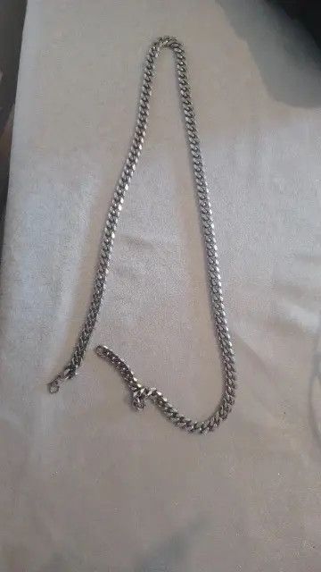 Other Silver Color 8MM Width + 50 cm Length Cuban Chain Necklace Size ONE SIZE - 2 Thumbnail