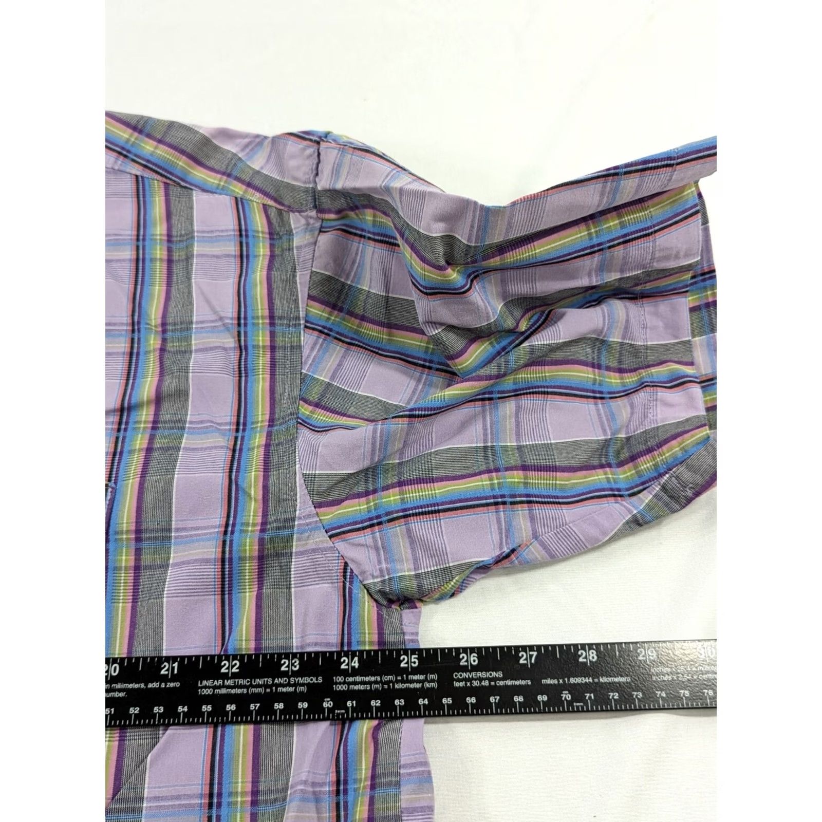 Wrangler Wrangler Shirt Mens Plaid Button-Up Short Sleeve XLT Purple Plaid Pattern 100% Cotton Size US 36 / EU 52 - 6 Thumbnail