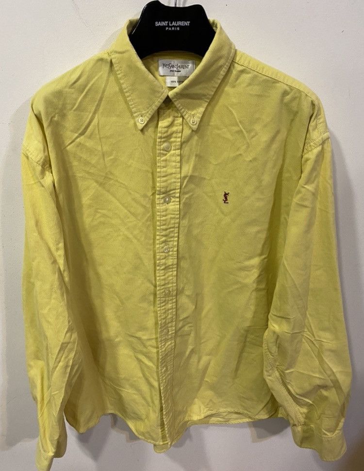 Yves Saint Laurent Corduroy YSL Shirt Velvet Yellow Size US L / EU 52-54 / 3 - 3 Thumbnail