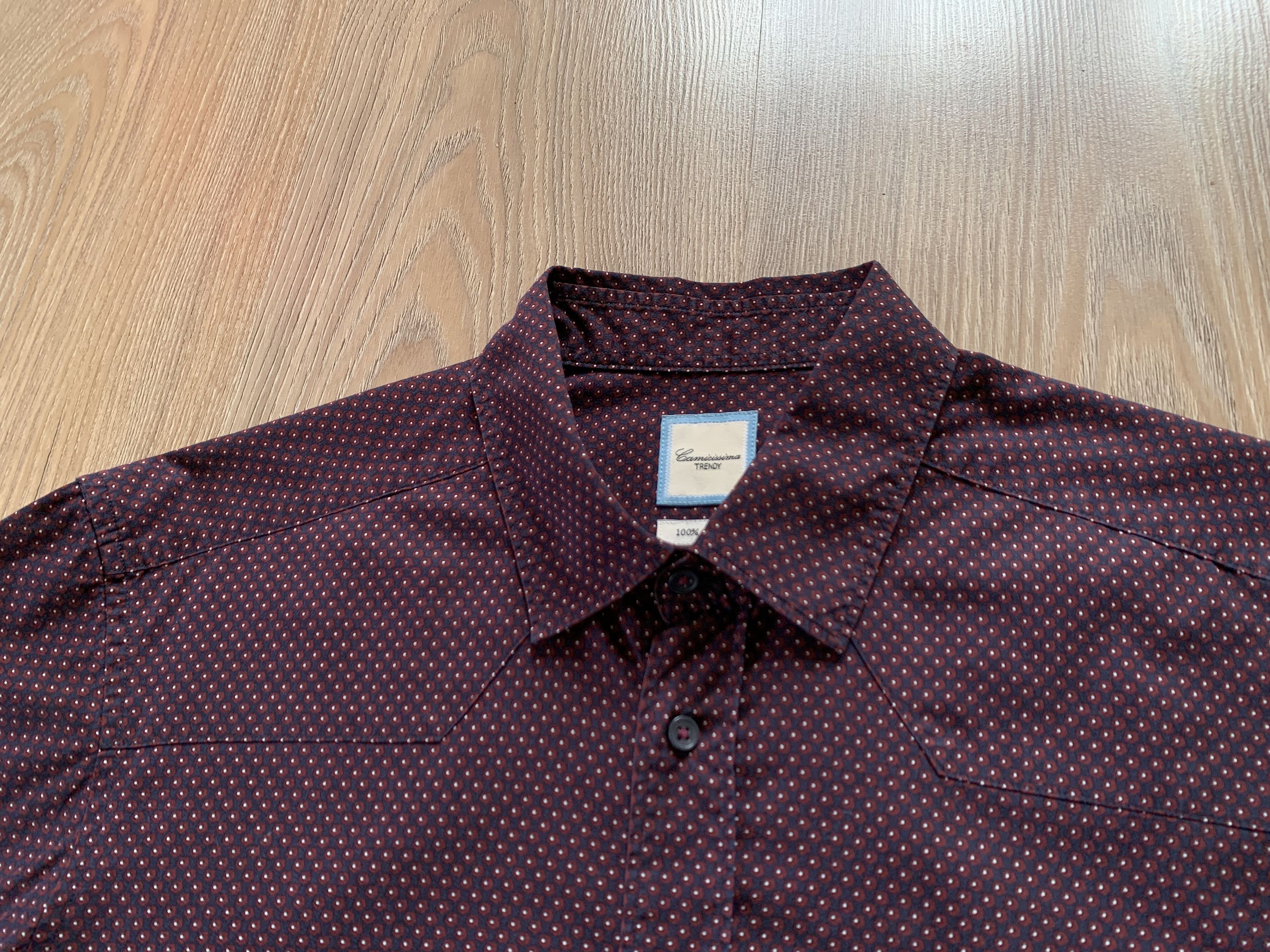 Other Camicissima Trendy Mens Burgundy Long Sleeve Shirt Size US S / EU 44-46 / 1 - 5 Thumbnail