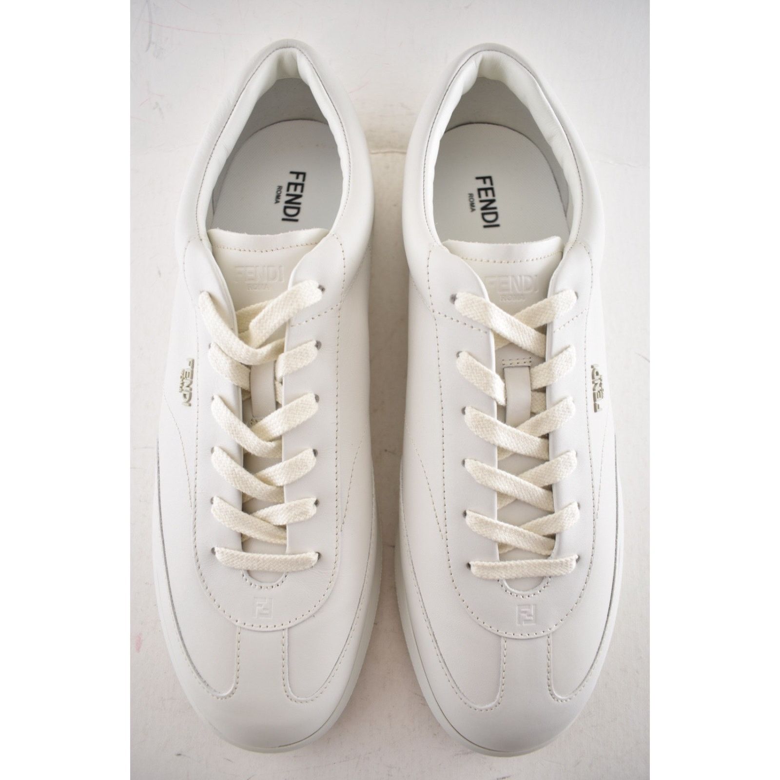 Fendi Fendi Light Bianco White Leather Low Top Sneakers US 13 Size US 13 / EU 46 - 9 Thumbnail