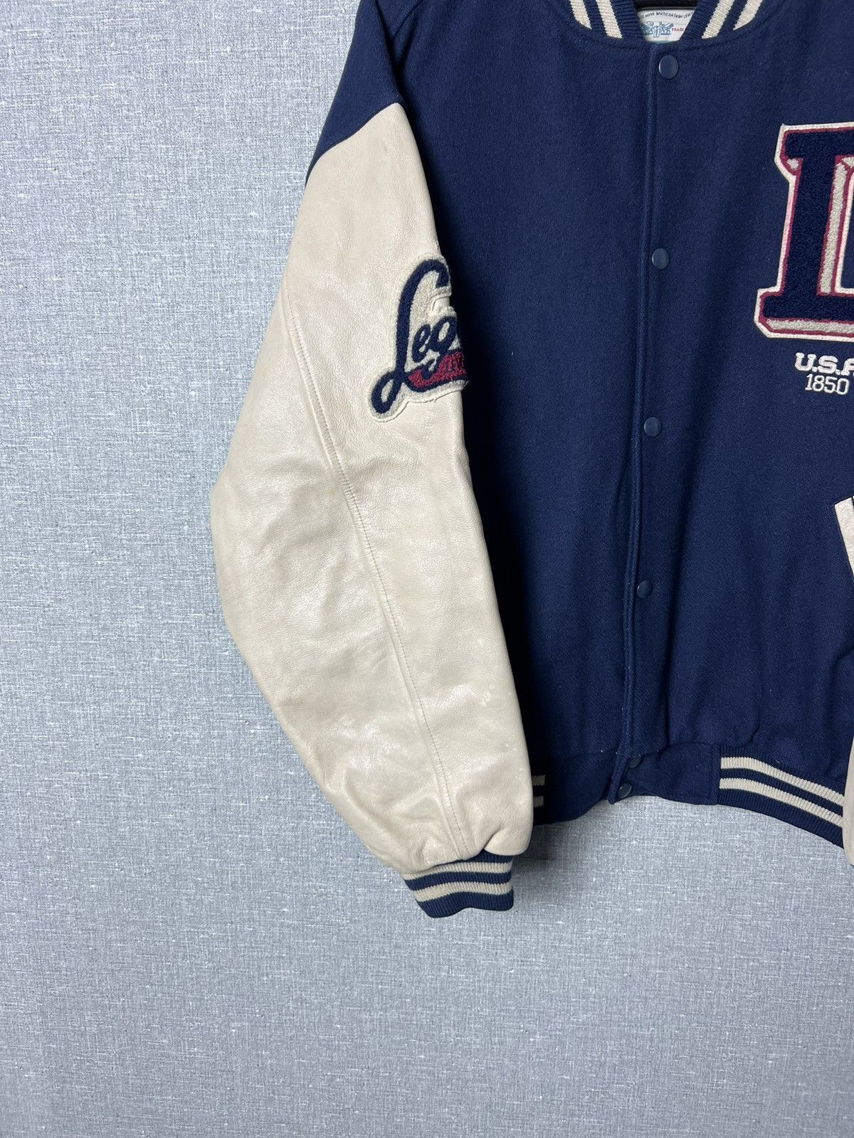 Levi's × Levi's Vintage Clothing Vintage Levis USA Varsity Bomber Jacket Leather Sleeves Size US L / EU 52-54 / 3 - 2 Thumbnail