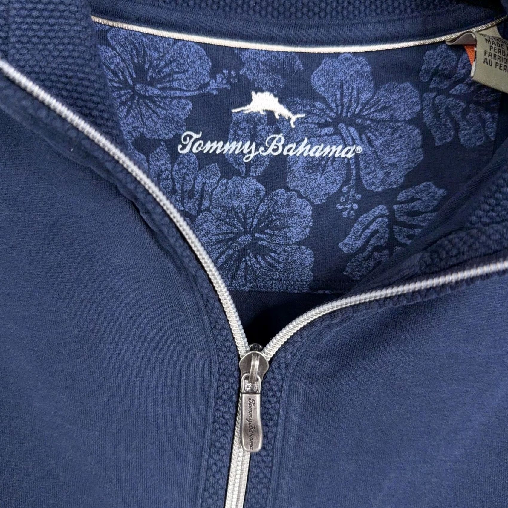 Tommy Bahama VINTAGE Tommy Bahama Sweater Mens XL Blue Pima Cotton 1/4 Zip Mock Neck Pullover Travel Size US XL / EU 56 / 4 - 3 Thumbnail
