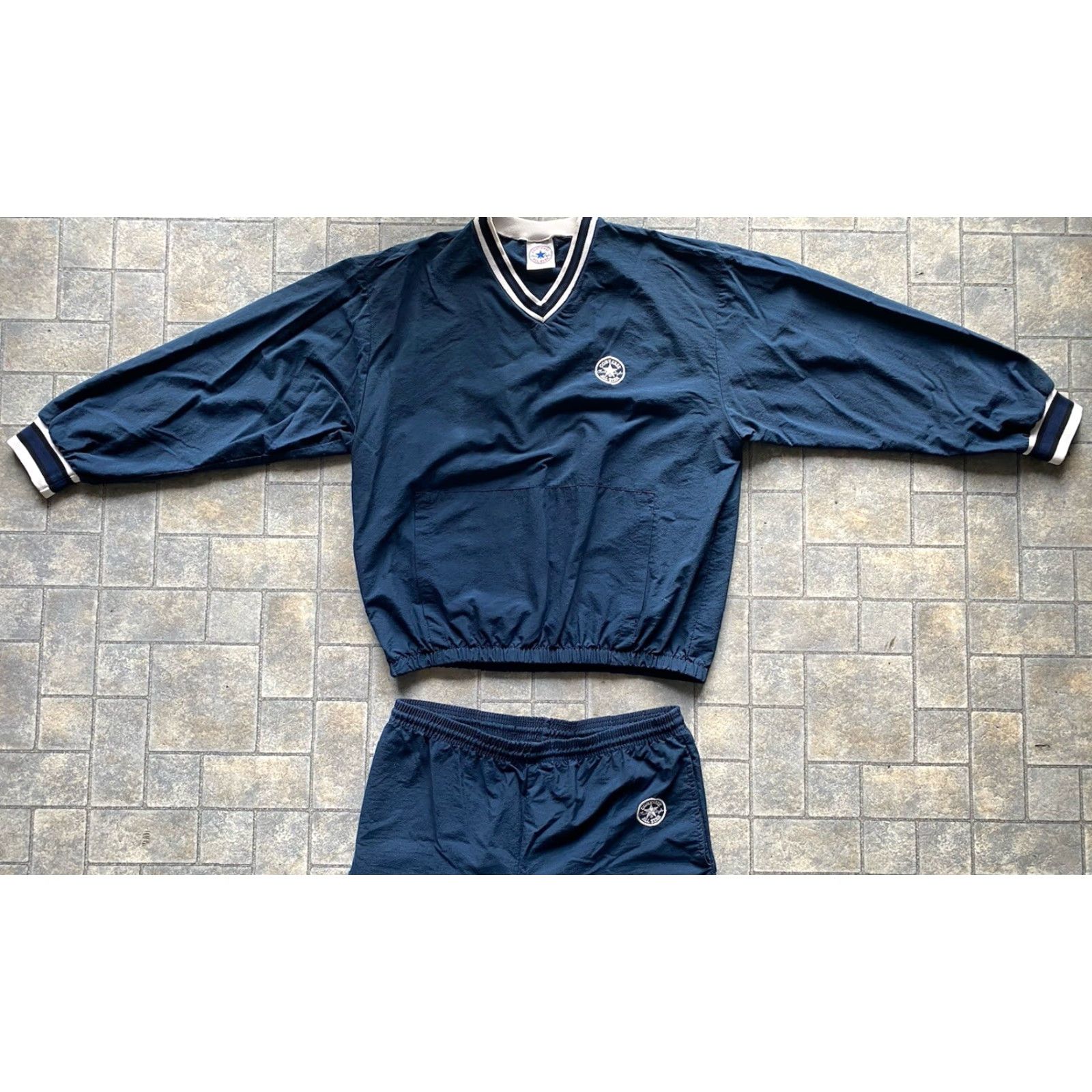 Converse VTG Converse All Star MEDIUM Dark Blue Track Suit Set Chuck Taylor Made In USA Mens M Track Jacket Pants Size 40R - 3 Thumbnail