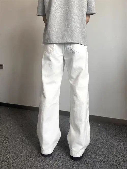Japanese Brand High Street White Wide Leg Straight Leg Casual Jeans Size US 32 / EU 48 - 2 Thumbnail